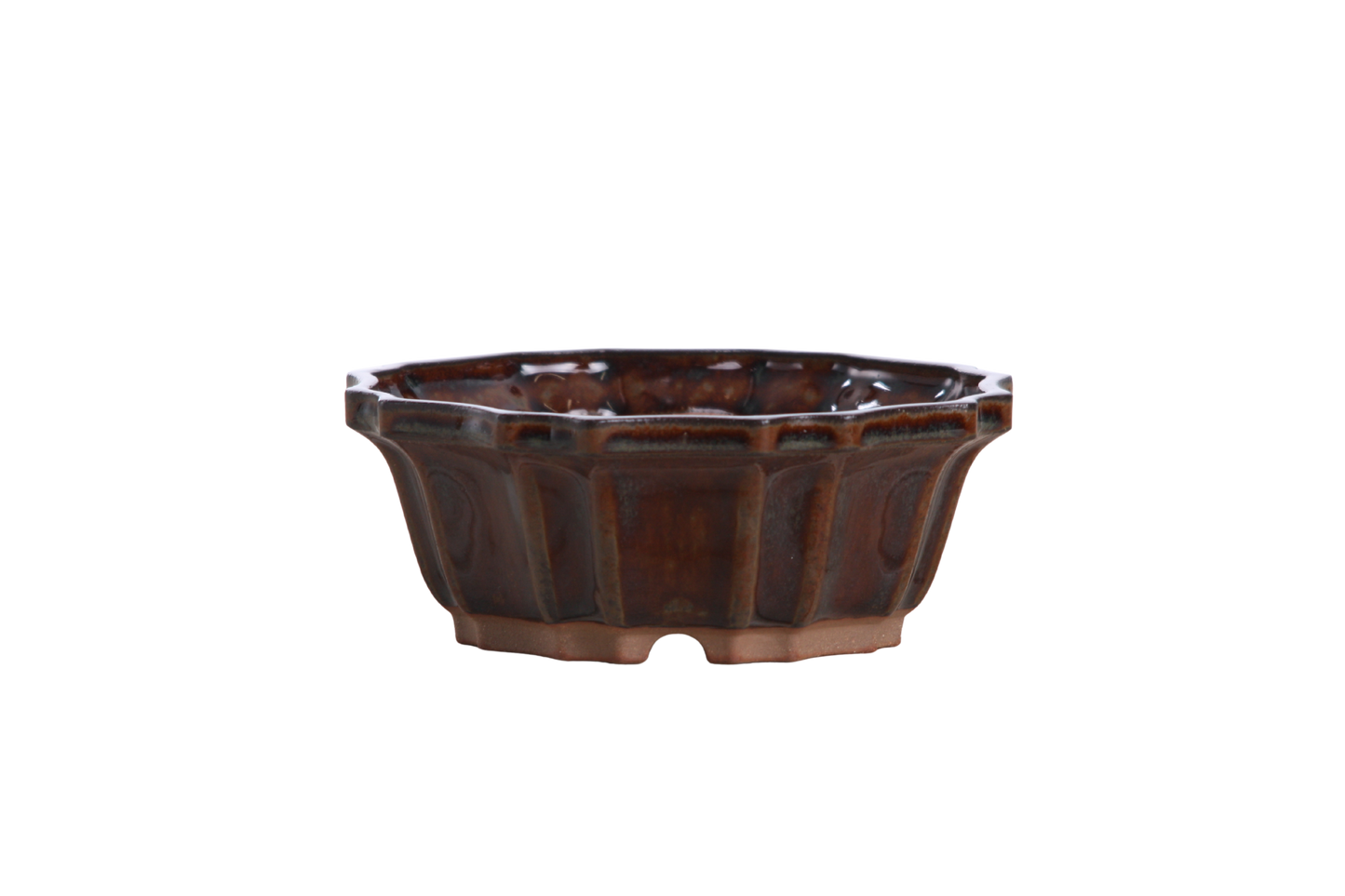 Willow Bonsai Ceramics Flower Design Bonsai Pot 5 Inch – Elegant Ceramic Bonsai & Succulent Planter, High‑Fired Frost‑Proof Stoneware with Drainage & Wiring Holes, Handmade in USA (Dark Honey)