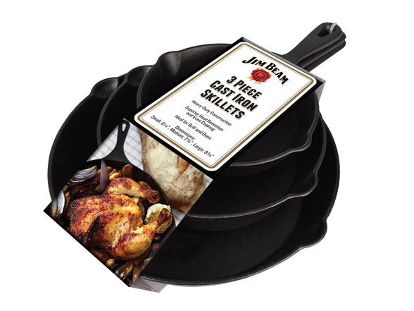 Jim Beam Cast Iron 3 Piece Skillet Set