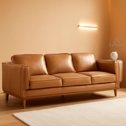Valencia Artisan 88 Inch Full Leather Sofa Cognac Tan
