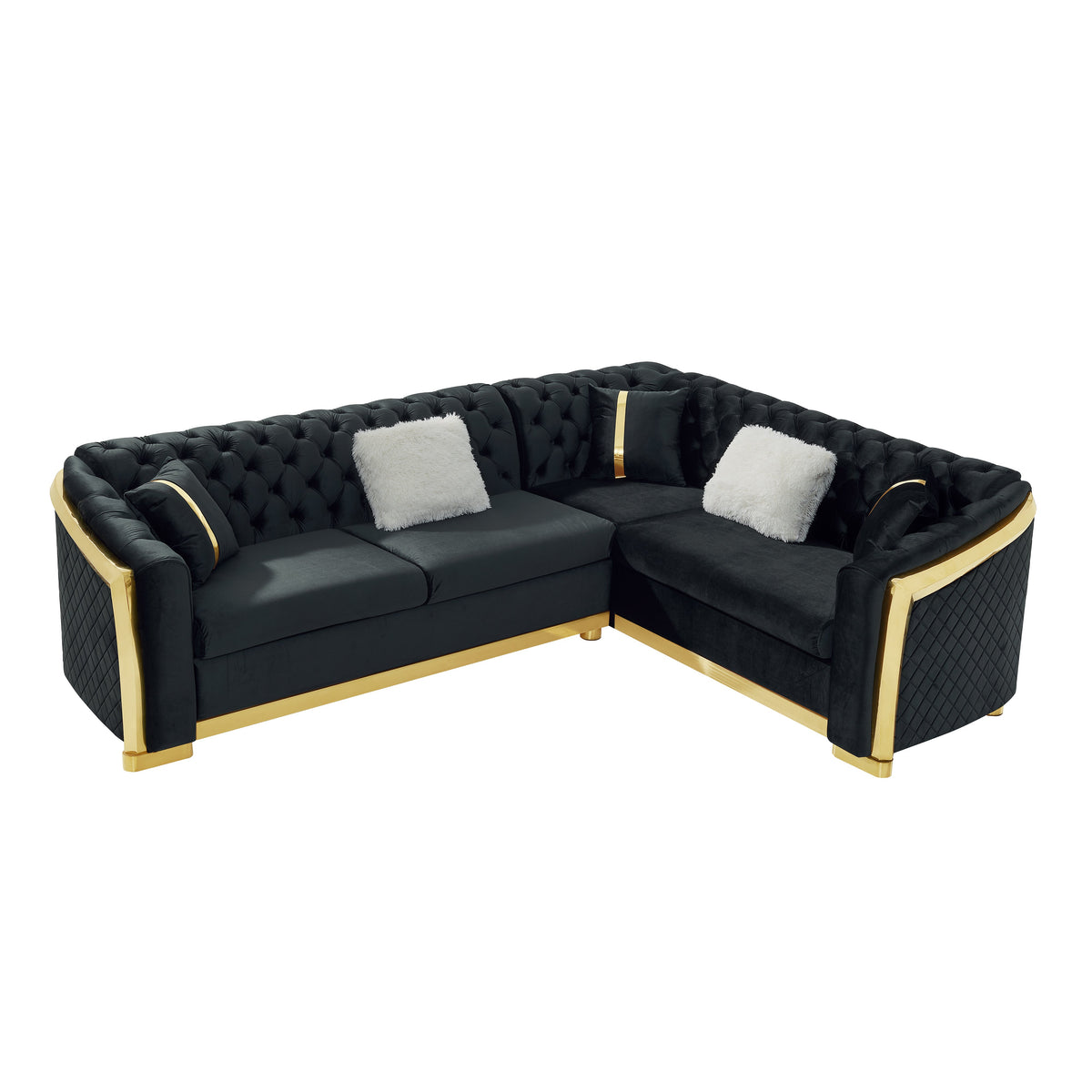 106 Inches L-Shaped Chesterfield Sectional Sofa Set
