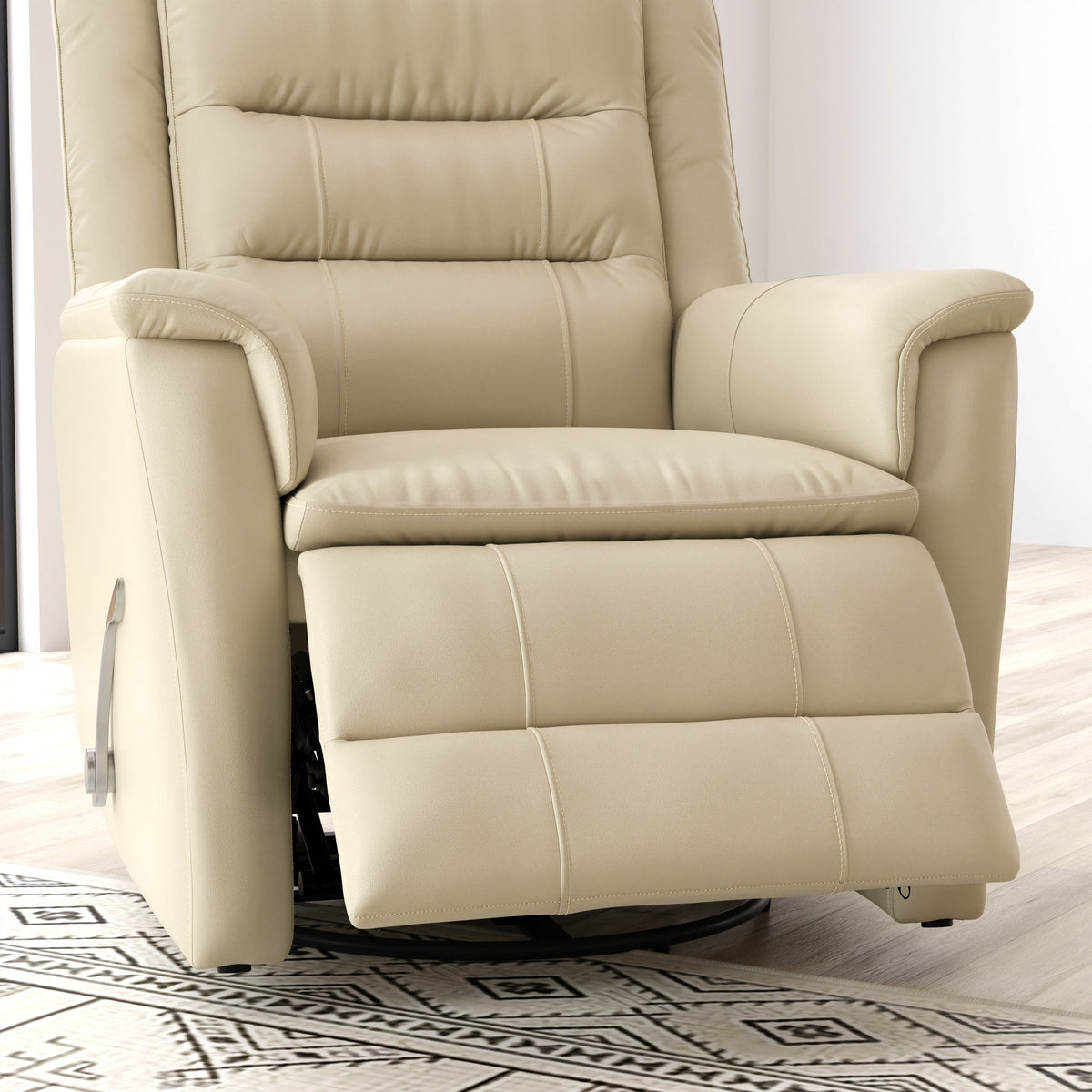 Global Home Swivel Recliner with Manual Footrest In Madras Eggshell