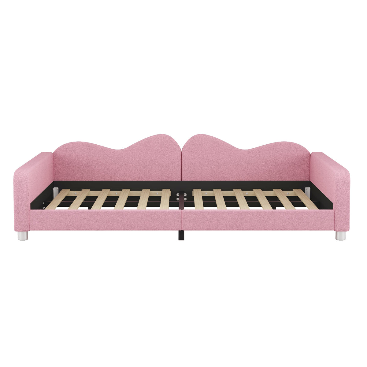 Full Size Upholstered Daybed with Cloud-Shaped Backrest