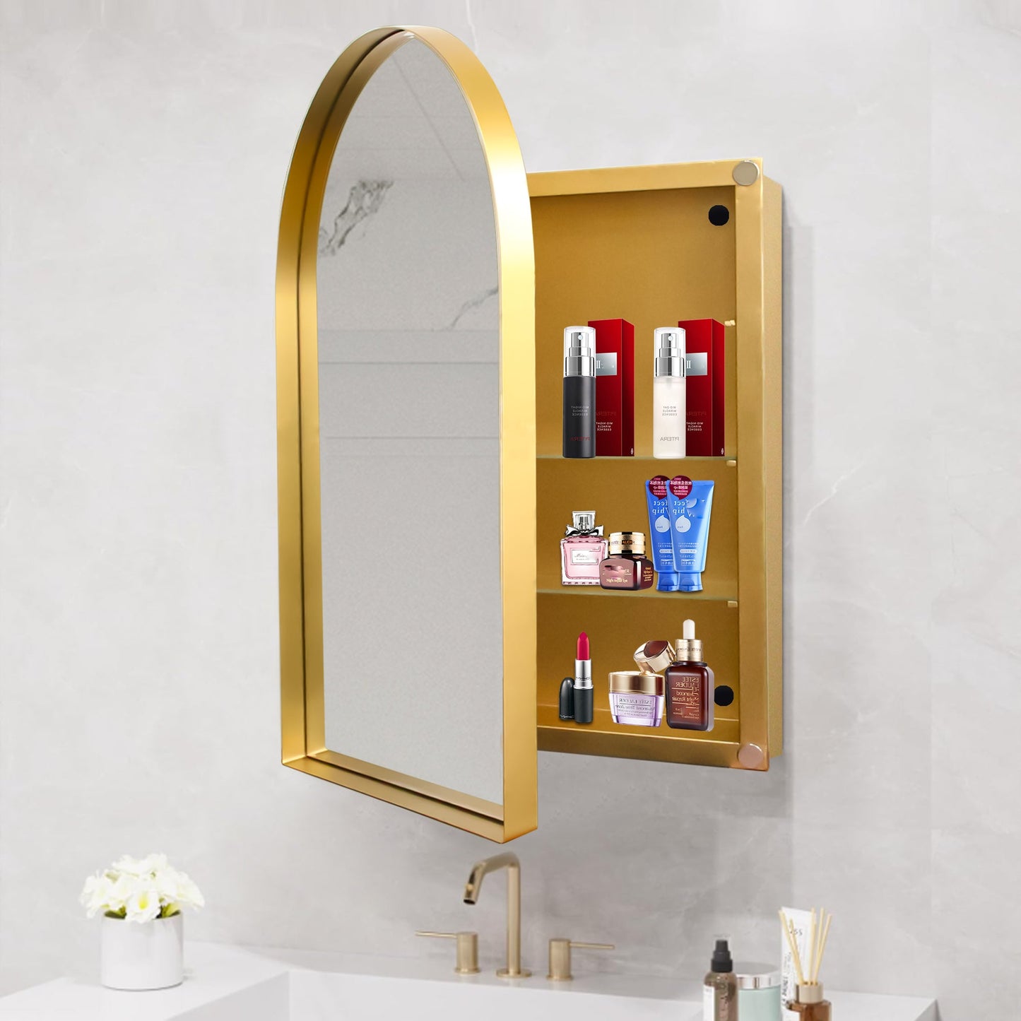 24x36 Inch Arched Recessed Medicine Cabinet