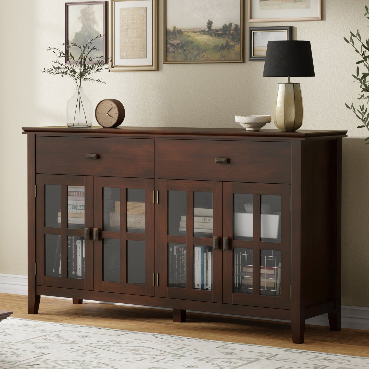 Artisan Solid Wood Large 4 Door Sideboard Buffet in Russet