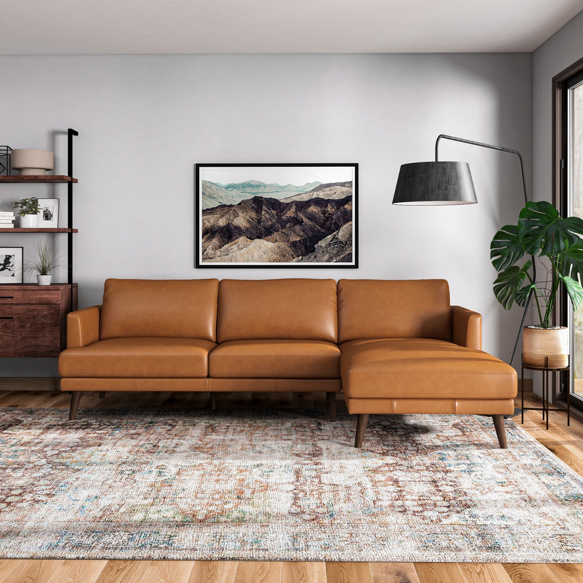 Lore L-Shaped Genuine Leather Sectional