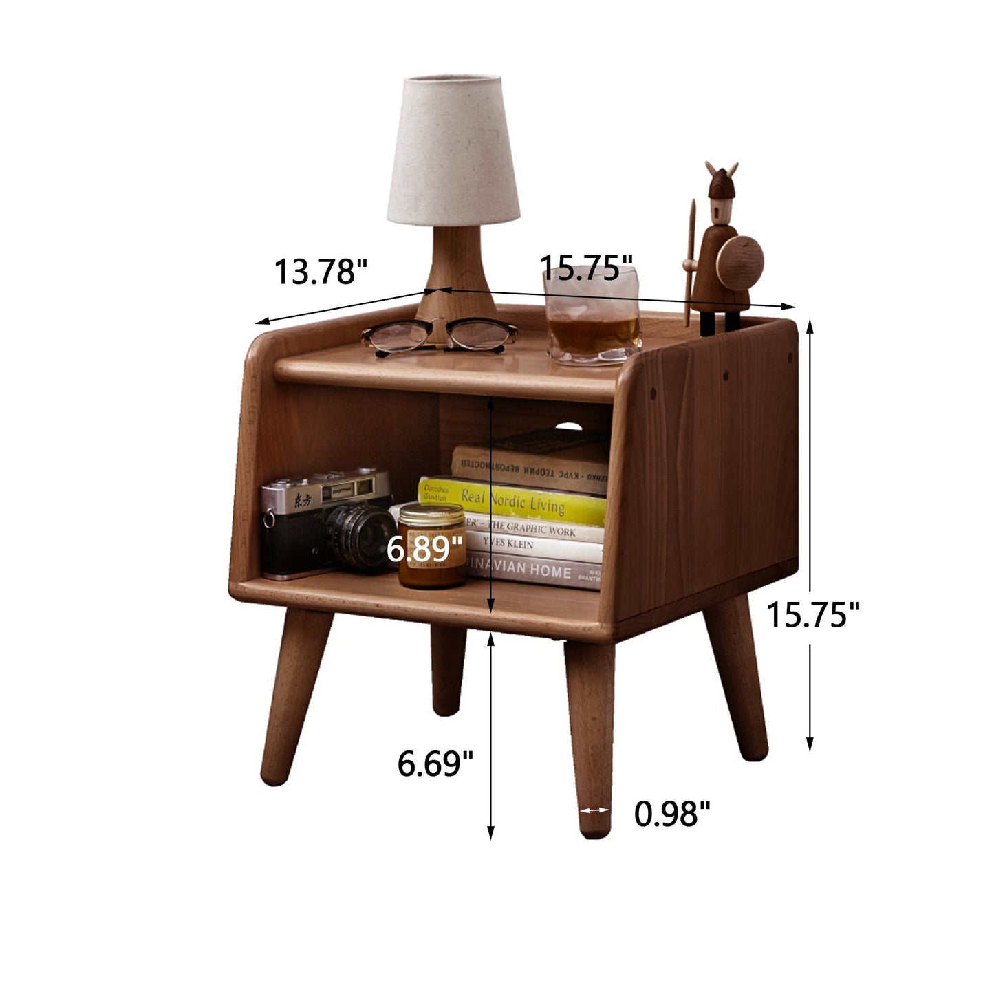 Pure Solid Wood Bedside Cabinet Modern Simple Nightstands European Beech Solid Beech Storage Cabinet Natural