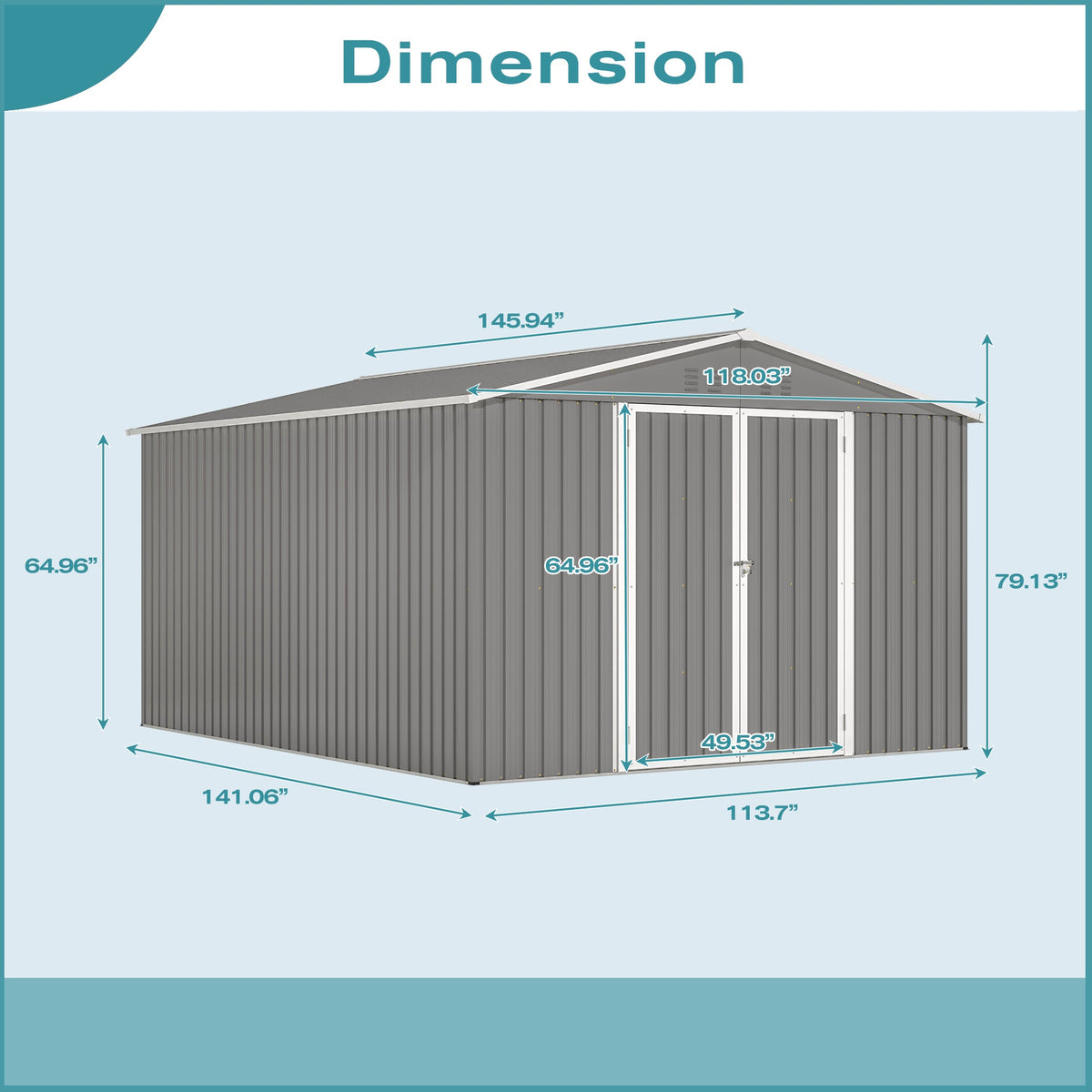 10 x 12 Ft. Outdoor Storage Shed with Floor Frame Kit