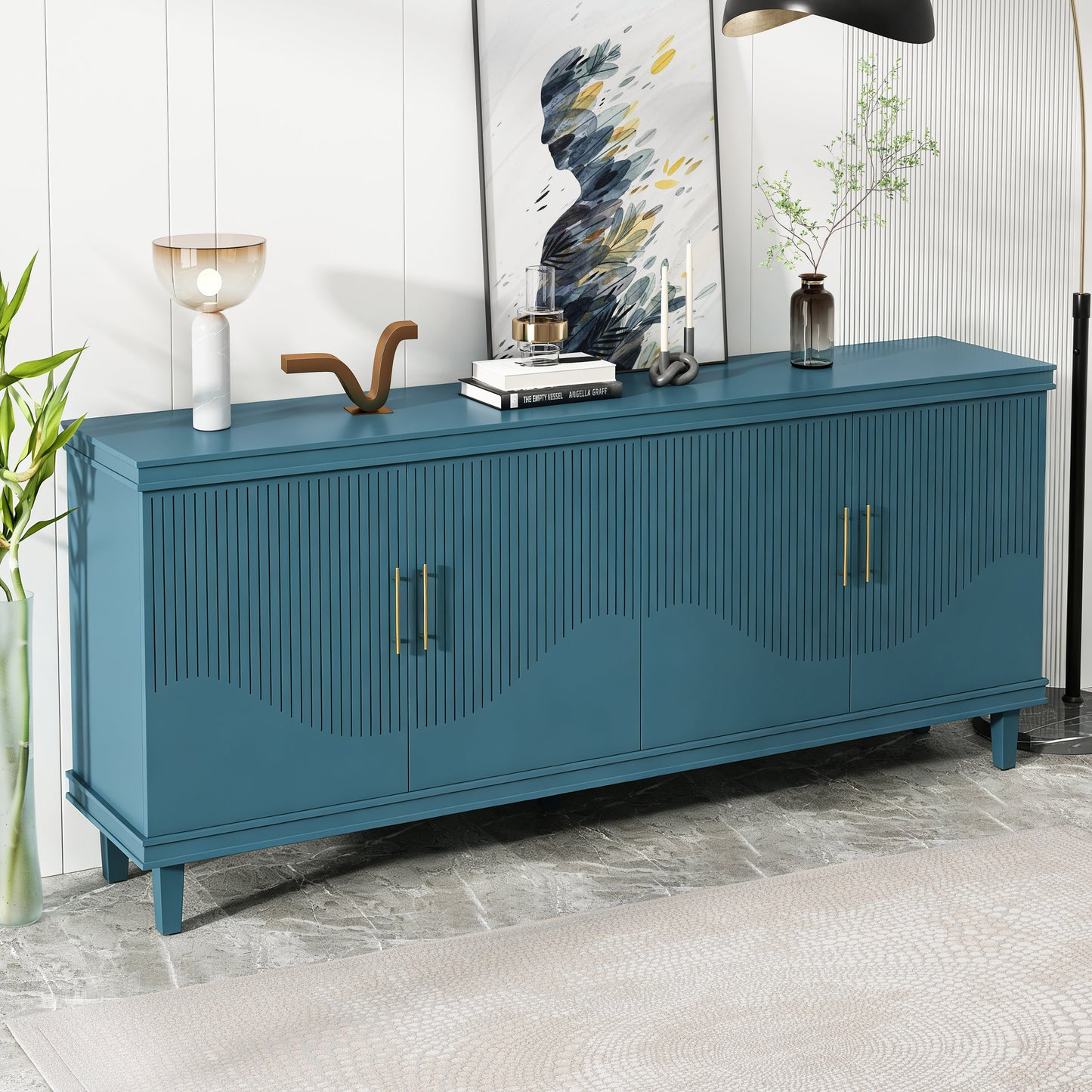 70.07" Large Size 4 Door Cabinet in Blue