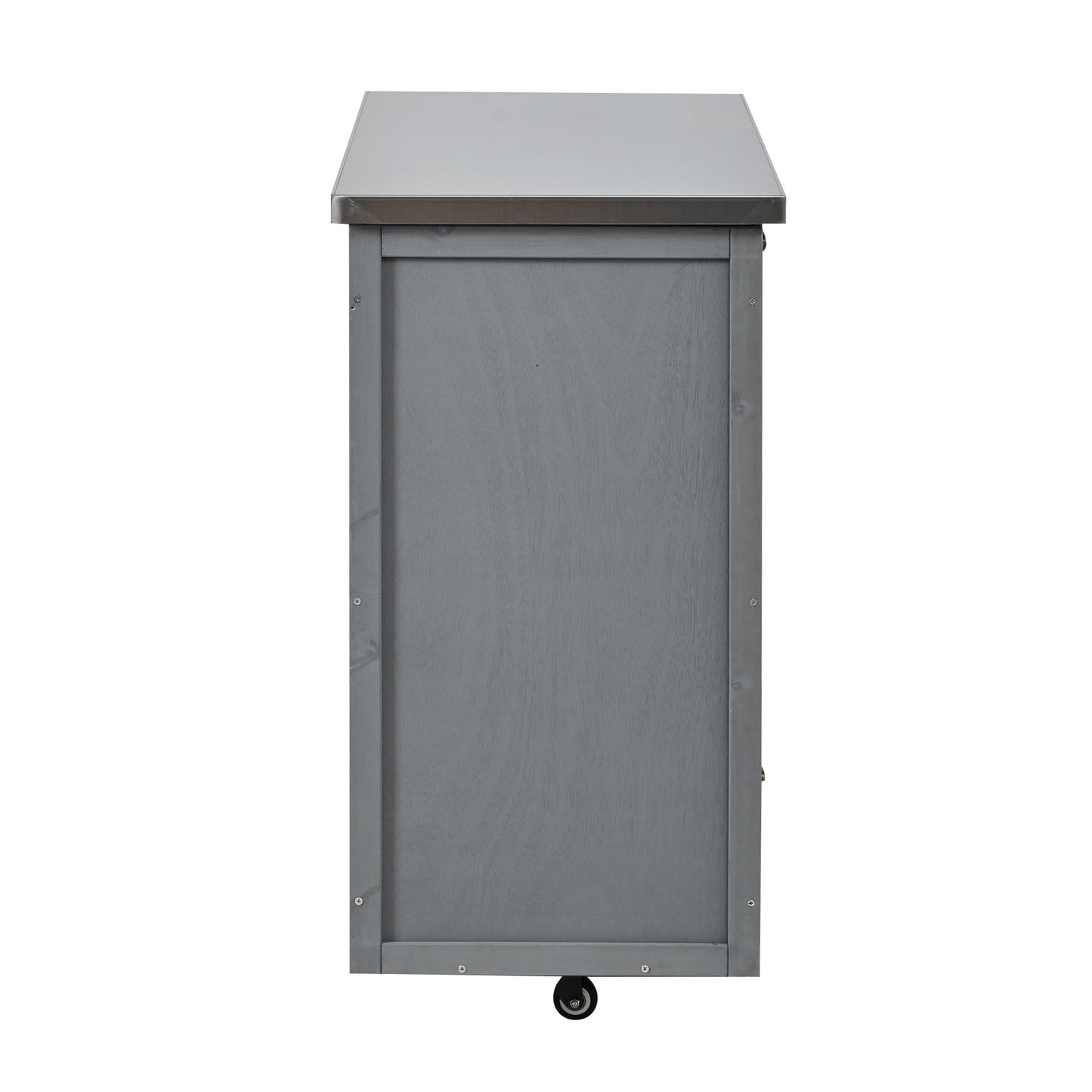 Outdoor Kitchen Island Fir Wood Prep Station with Stainless Steel Top