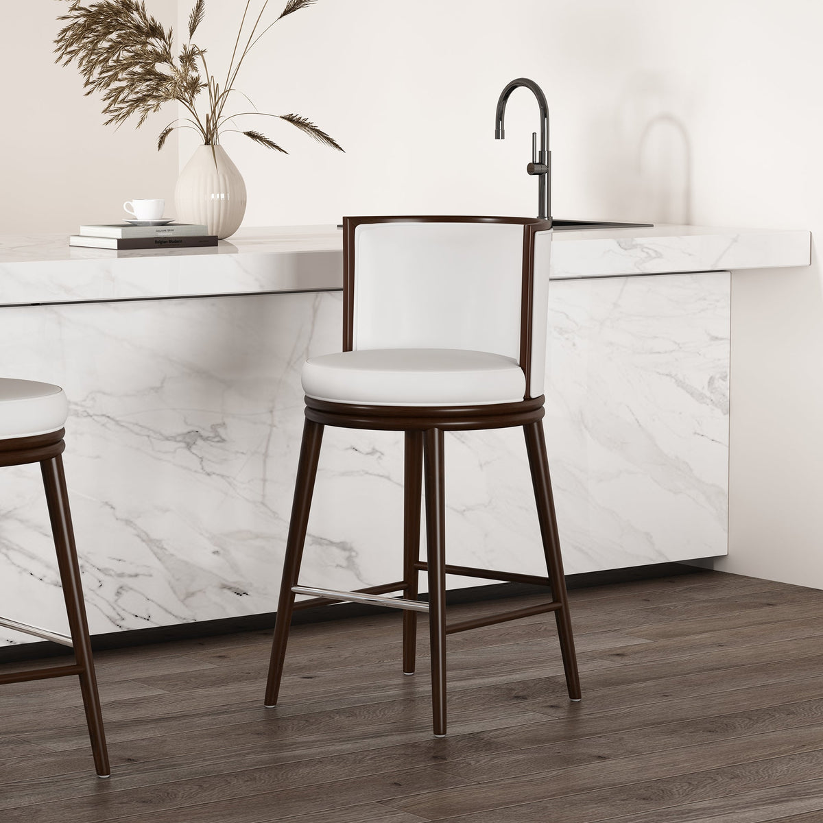 Evalyn Wood Upholstered Barstool