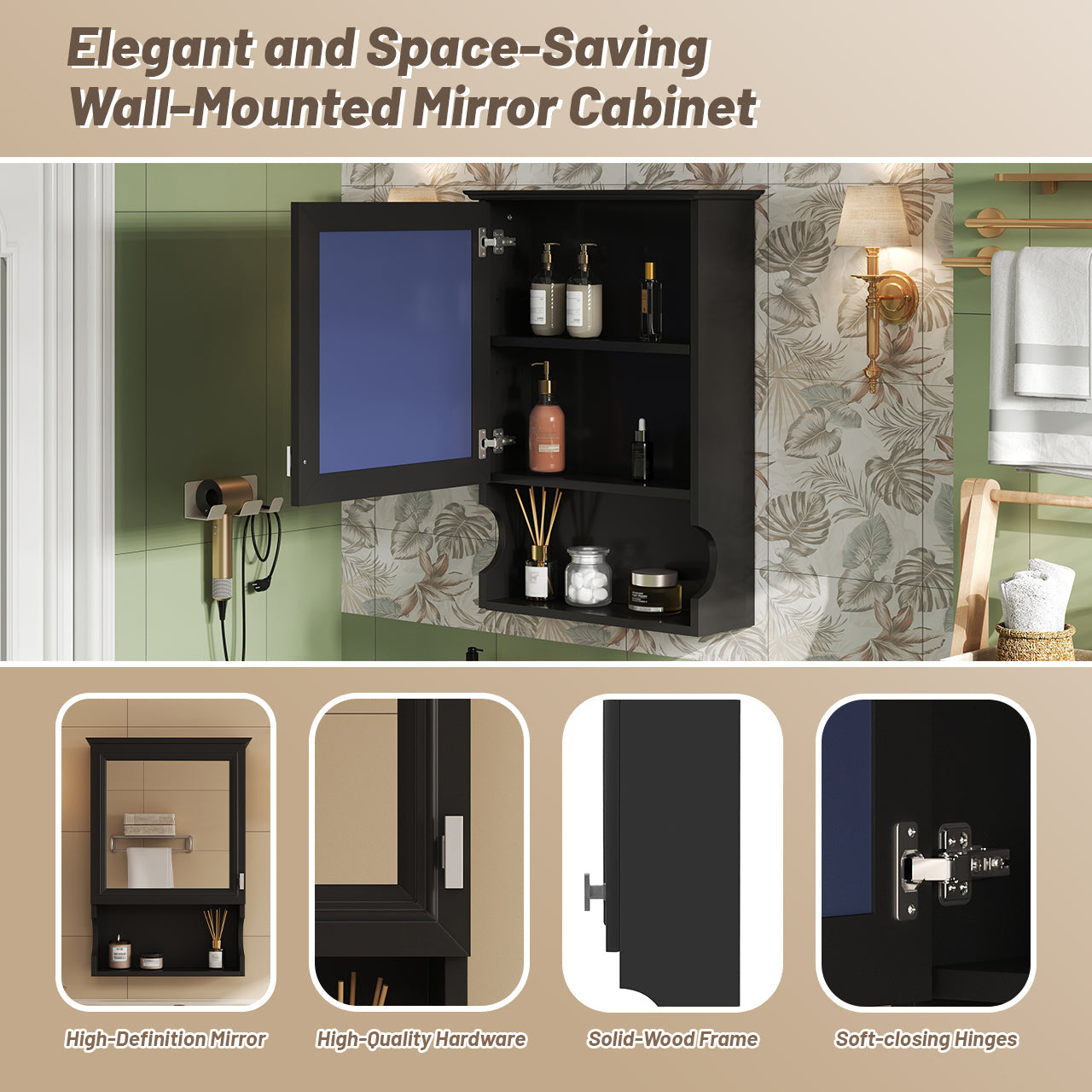 20'' Wall Mounted Bathroom Storage Cabinet with Mirror
