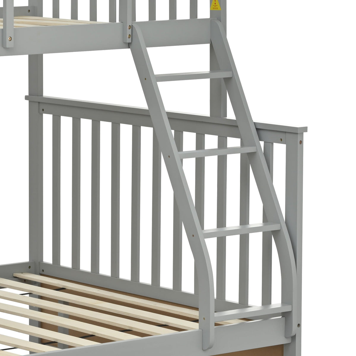 Twin Over Full Bunk Bed, Wooden Bunk Bed with Ladder and Safety Guard Rails – Gray