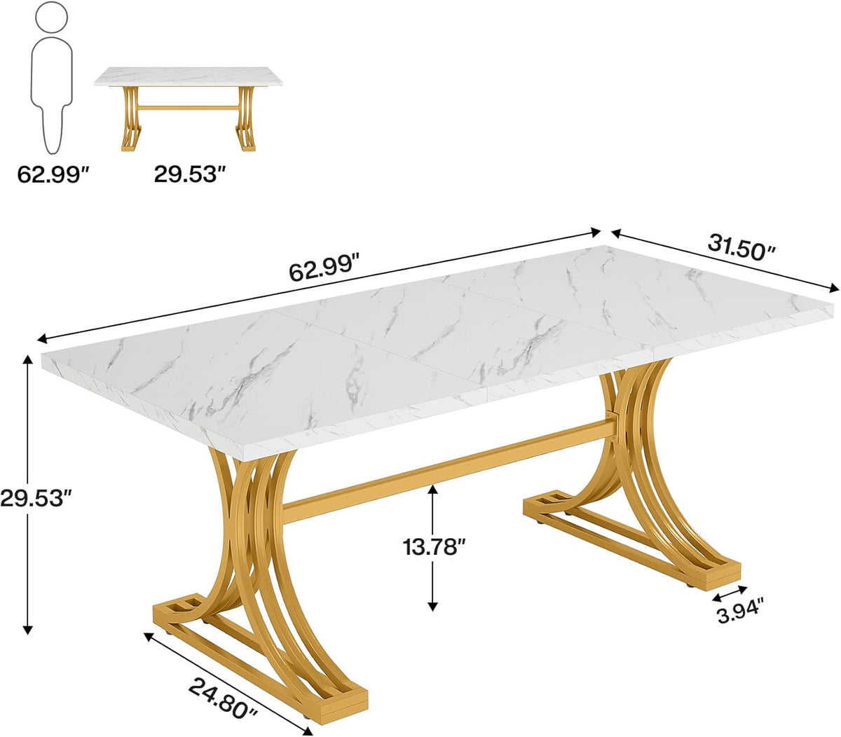 63" Modern Executive Desk