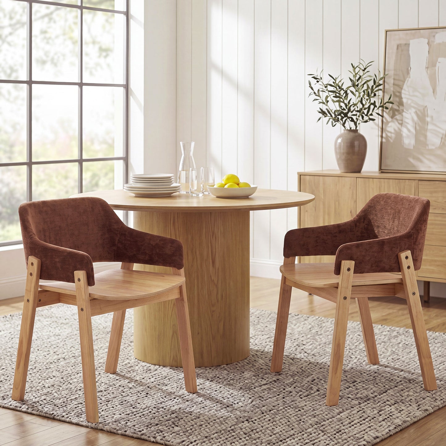 Upholstered Dining Chairs with Armrests