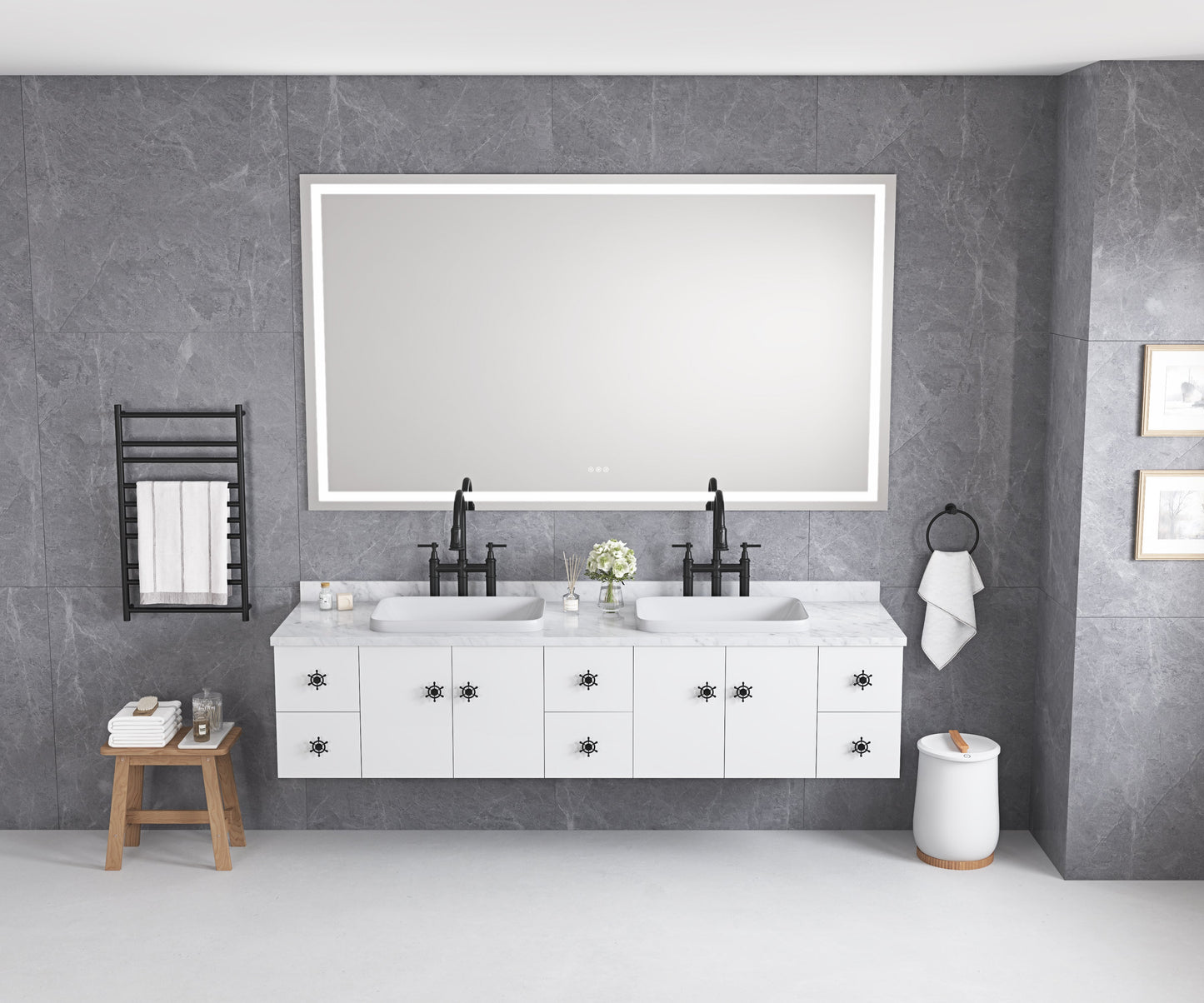 84 x 48 Inch LED Bathroom Mirror with Front and Backlight