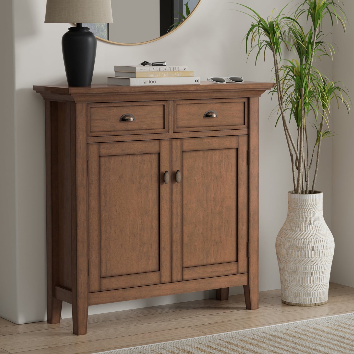 Redmond 36 Inch Wide Solid Wood Entryway Storage Cabinet in Rustic