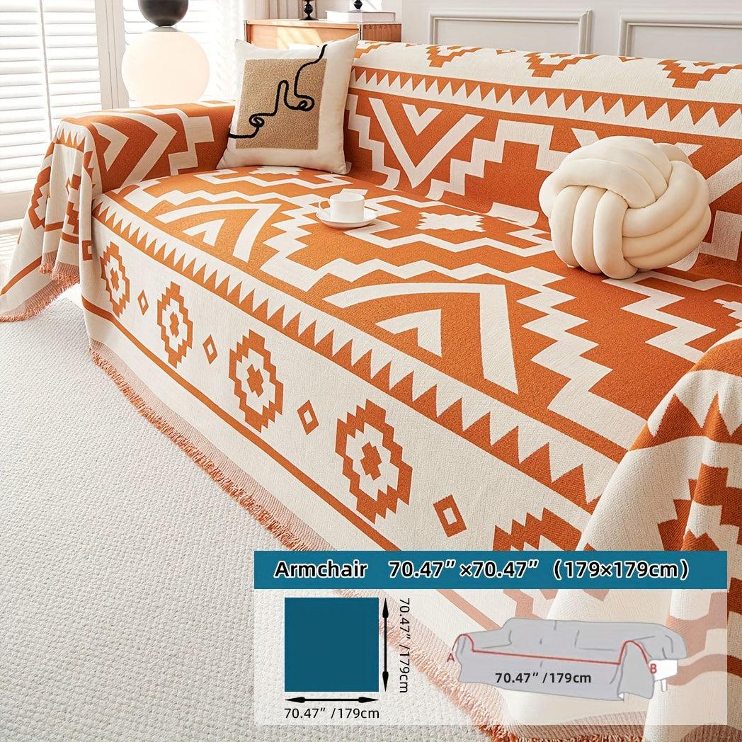 Boho-Chic All-Season Sofa Cover | Light Gray & Pet Proof Couch Cover