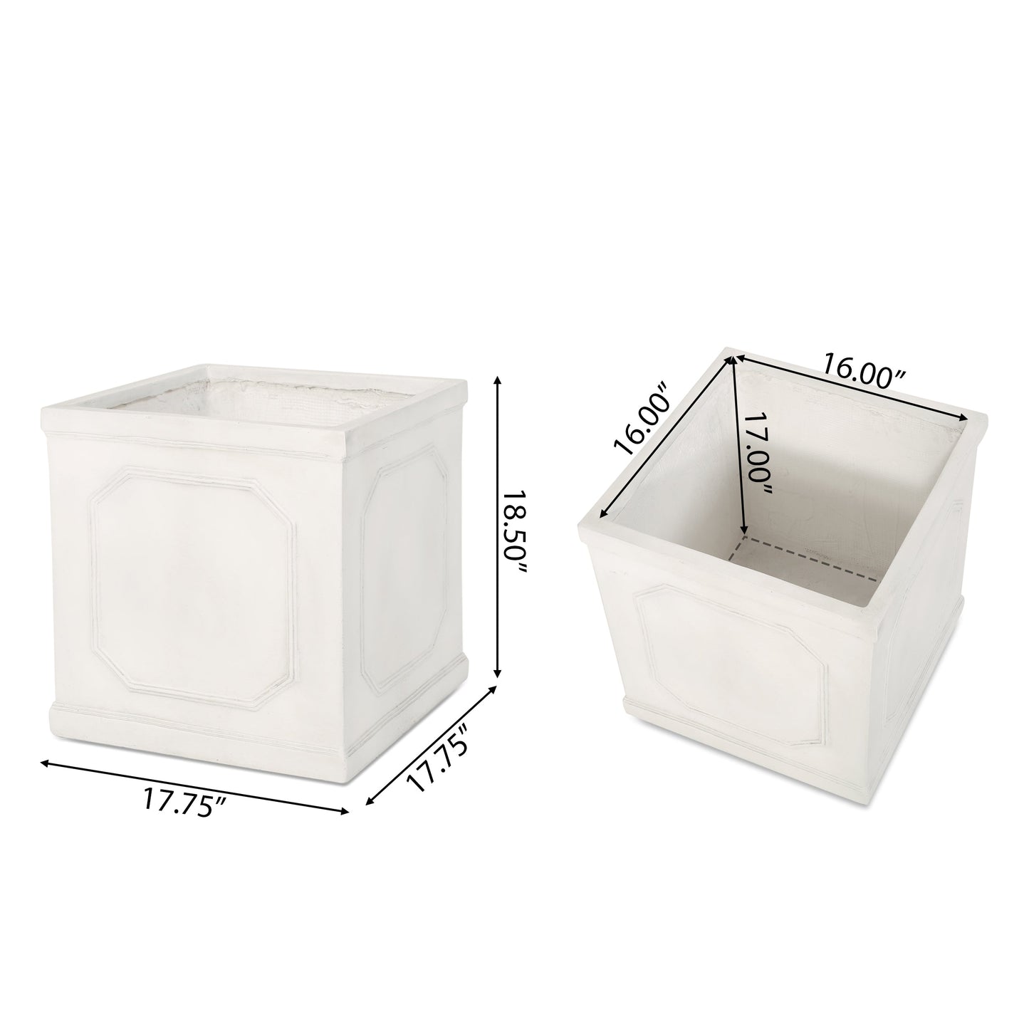 17.75 x 18.50 Antique White MGO Planter