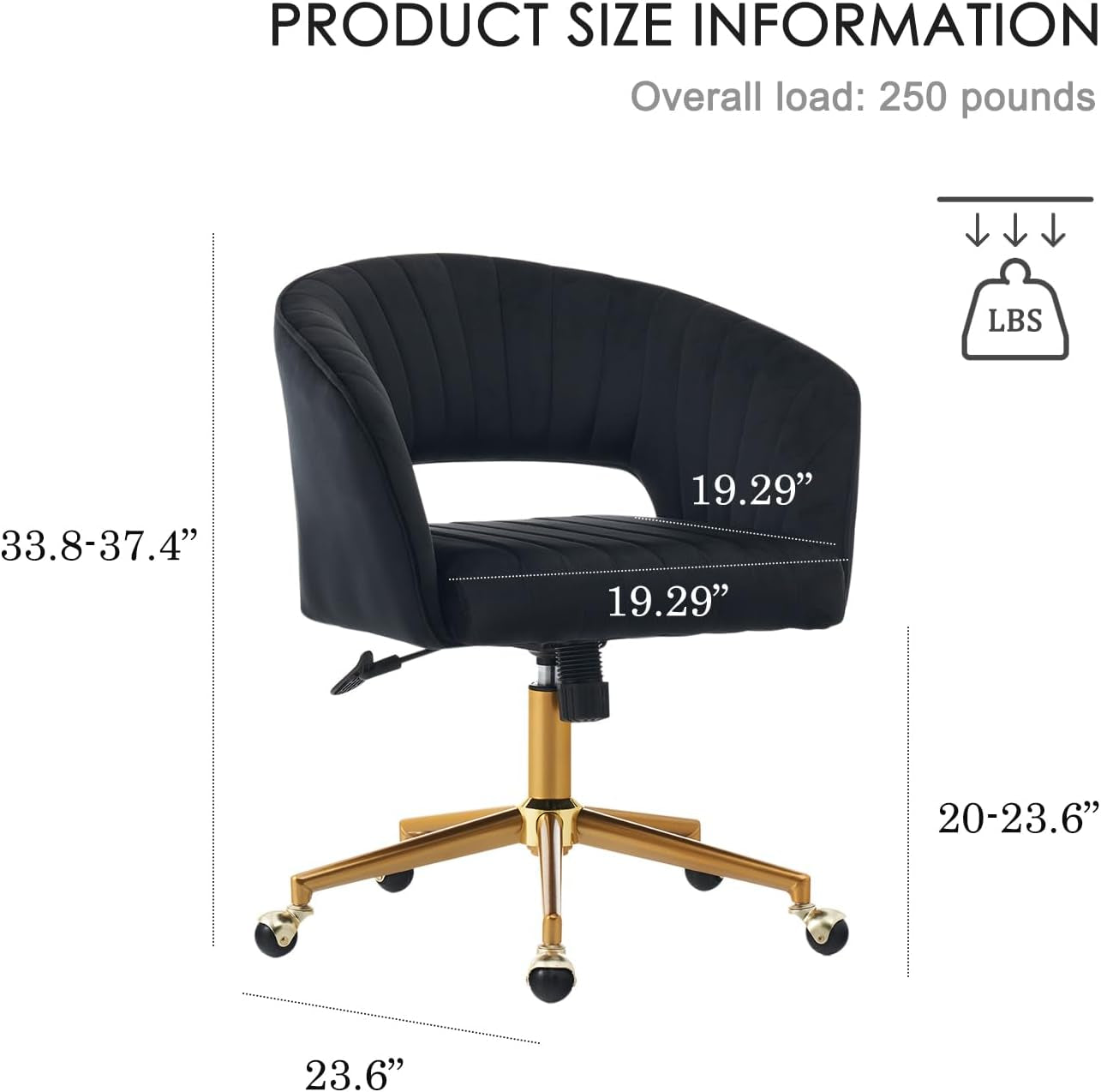 Velvet Home Office Chair 360 Degree Swivel Black Lux Velvet