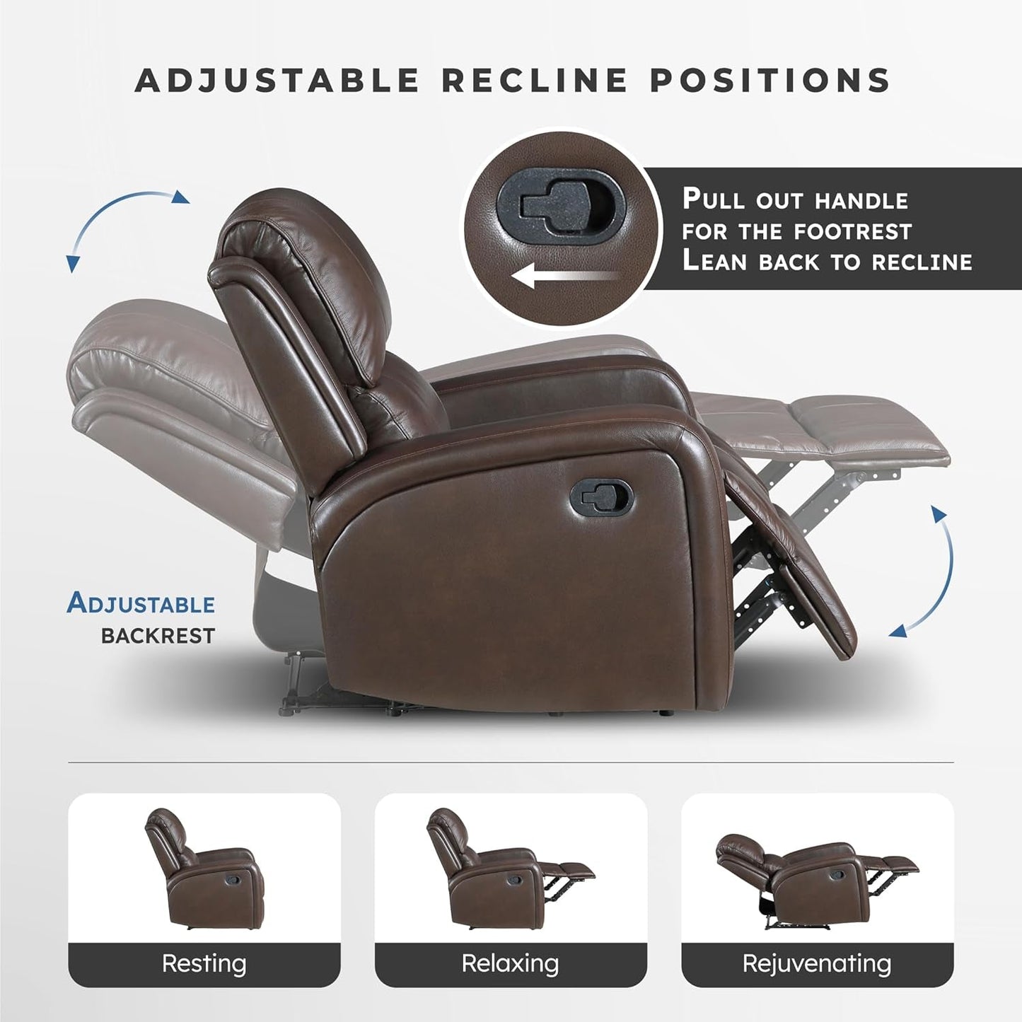 Manual Double Recliner Sofa Brown Leather Match Wall Hugger