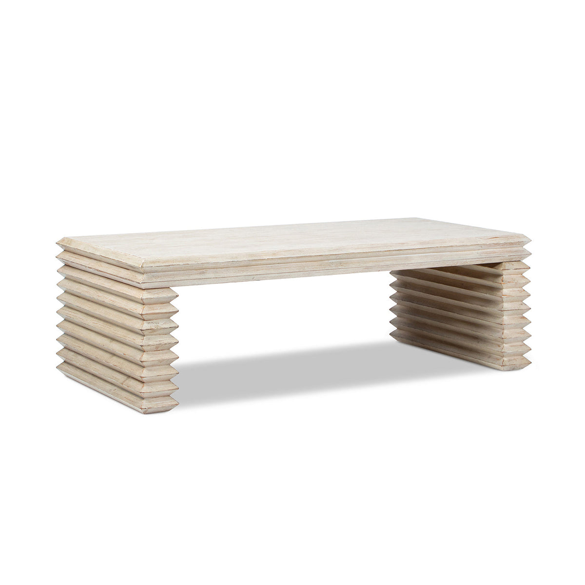 Veda 55" Reclaimed Wood Stacked Geometric Waterfall Coffee Table