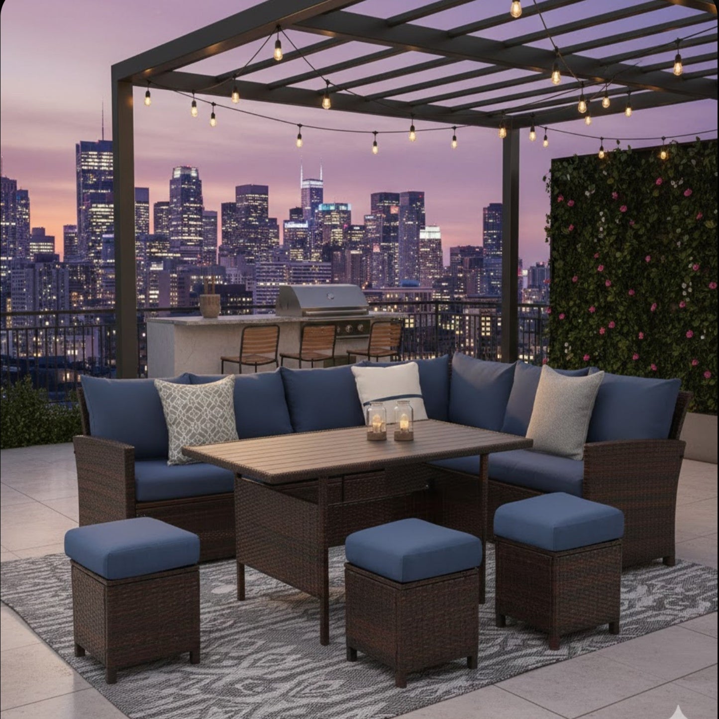 7 Piece Wicker Patio Dining Set