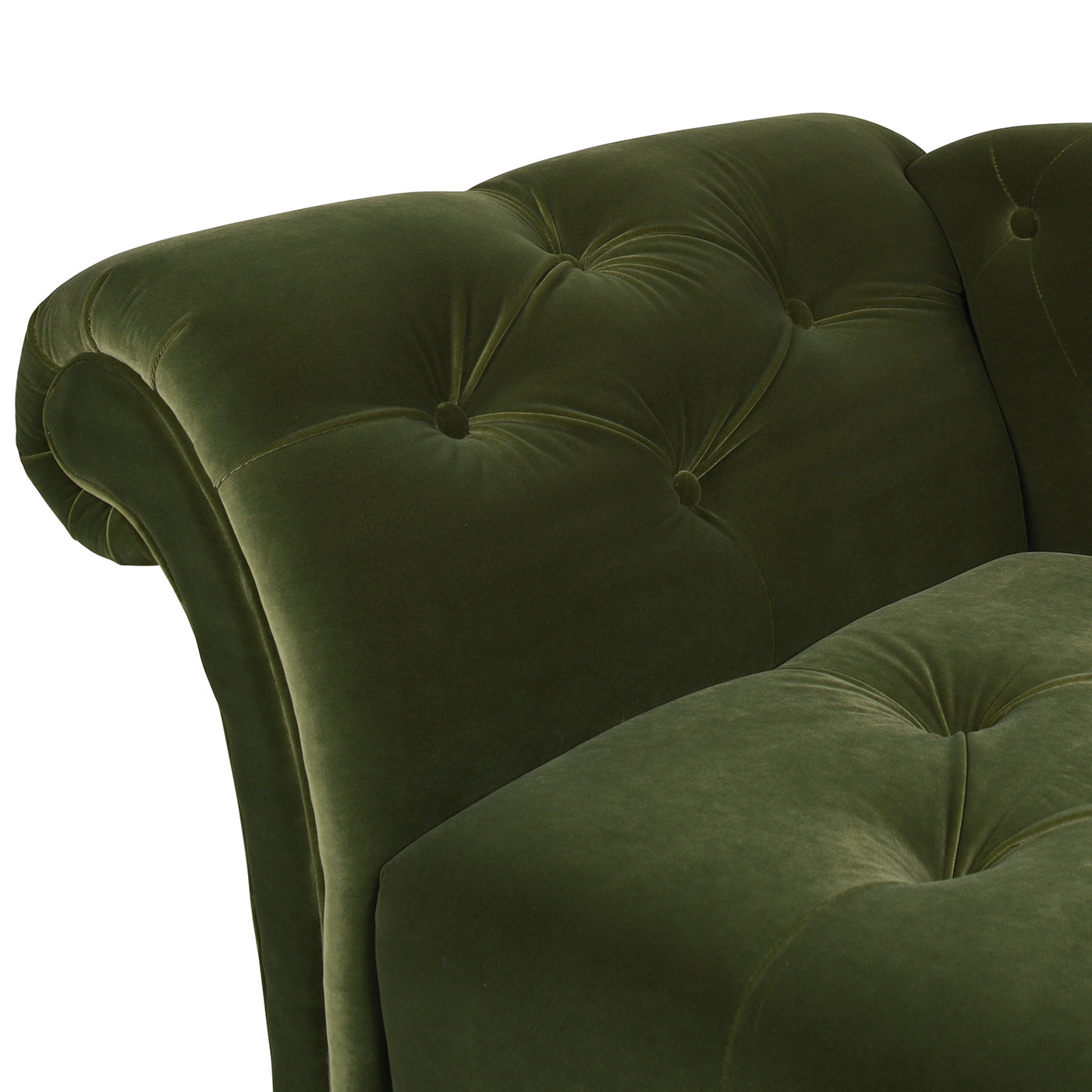 Samuel Tufted Roll Arm Chaise Lounge, Olive