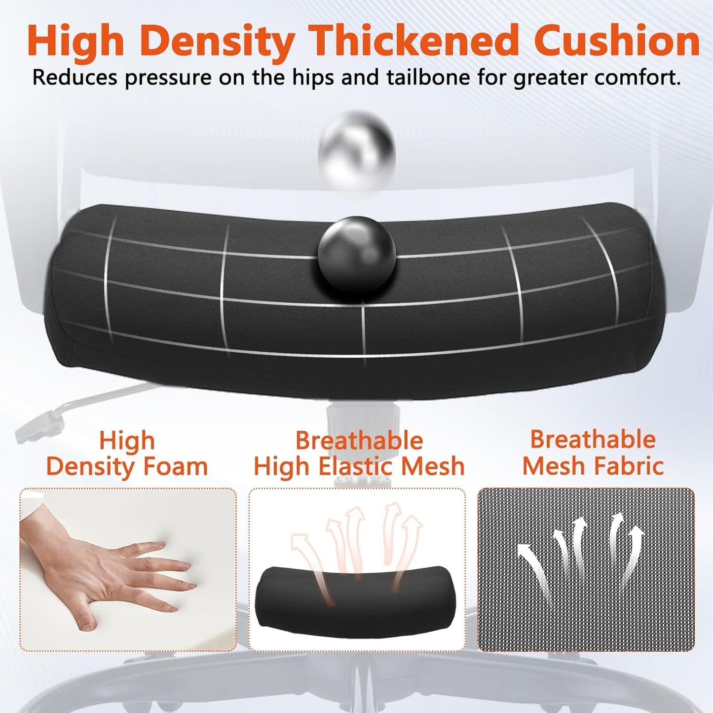 Ergonomic Black Mesh Office Chairs 4 Pack Lumbar Support