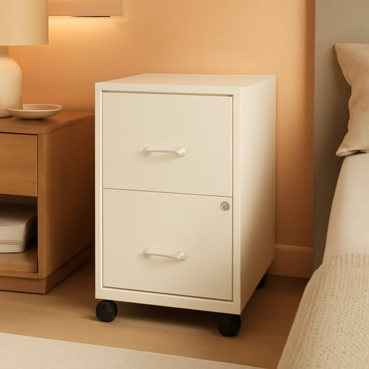 LYS SOHO White Mobile File Cabinet With Locking Two Drawers