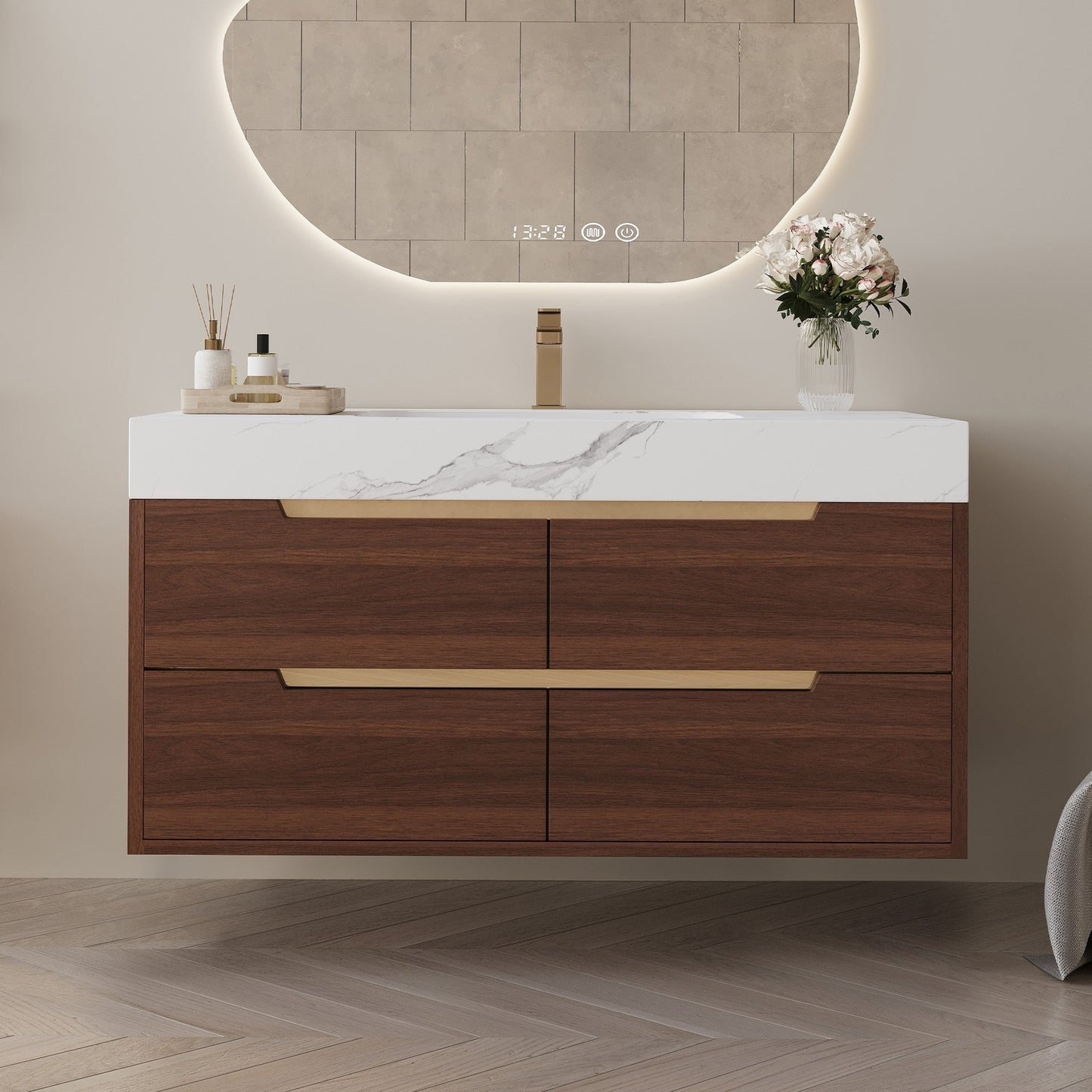 35.4" Farmhouse Free-standing Sintered Stone Bathroom Vanity