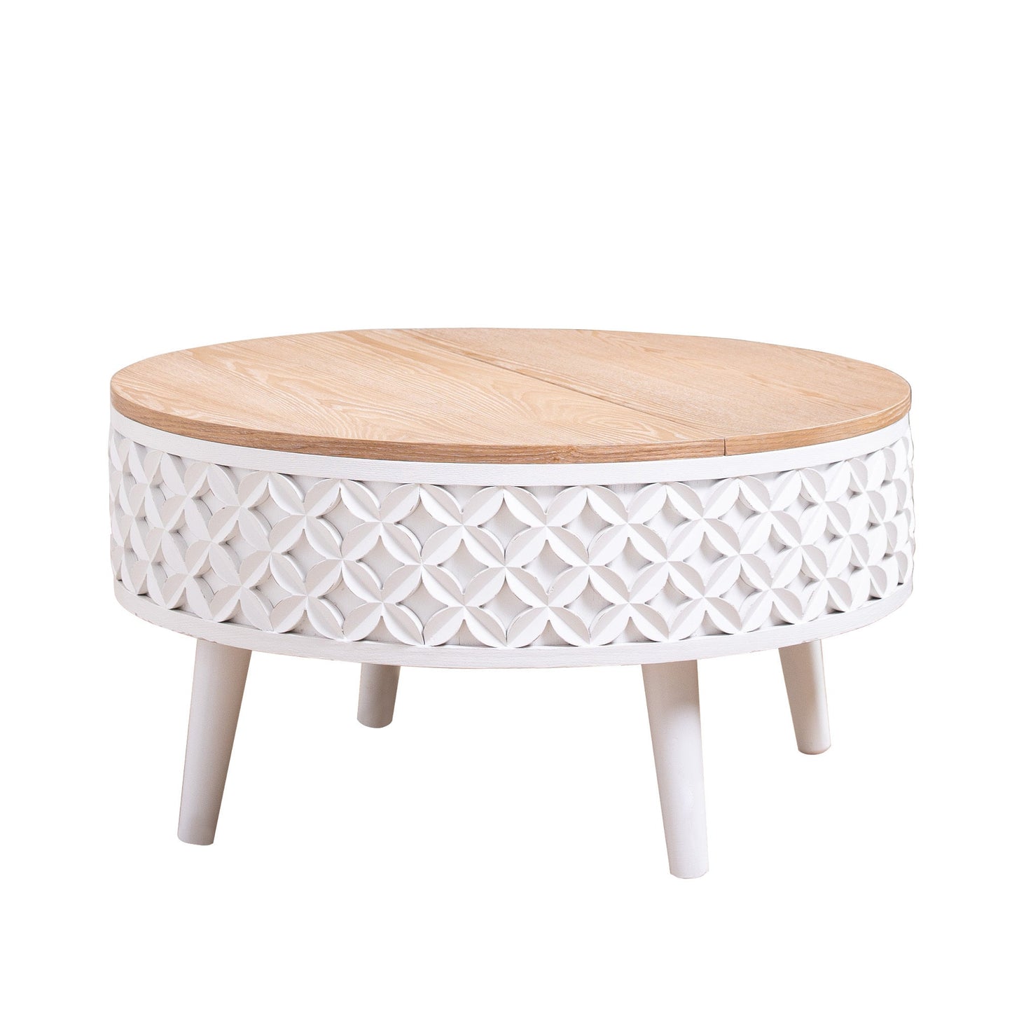 Round Coffee Table with Lift-Top Storage