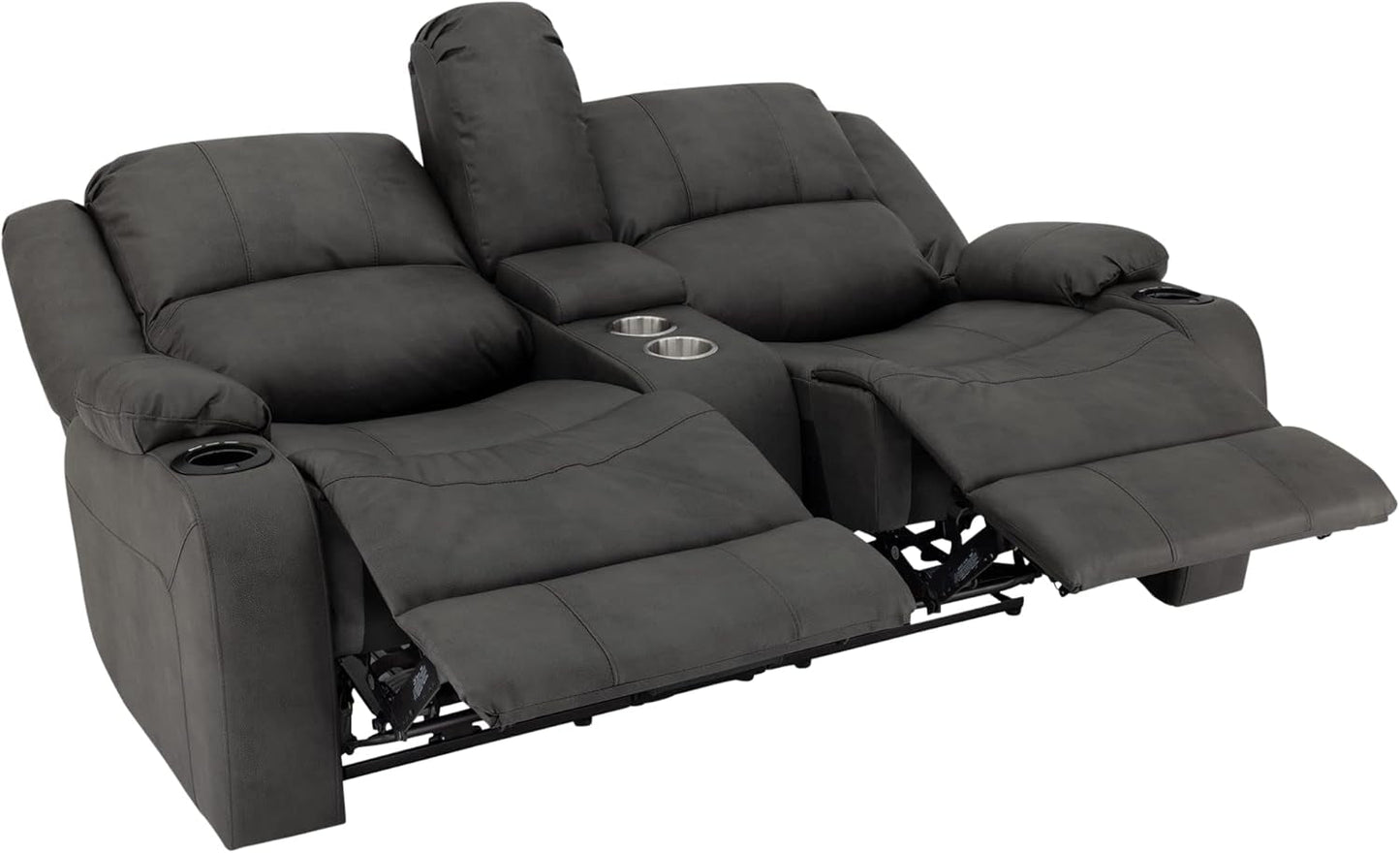 67 Inch Powered Wall Hugger Recliner Sofa Gunmetal Fabric