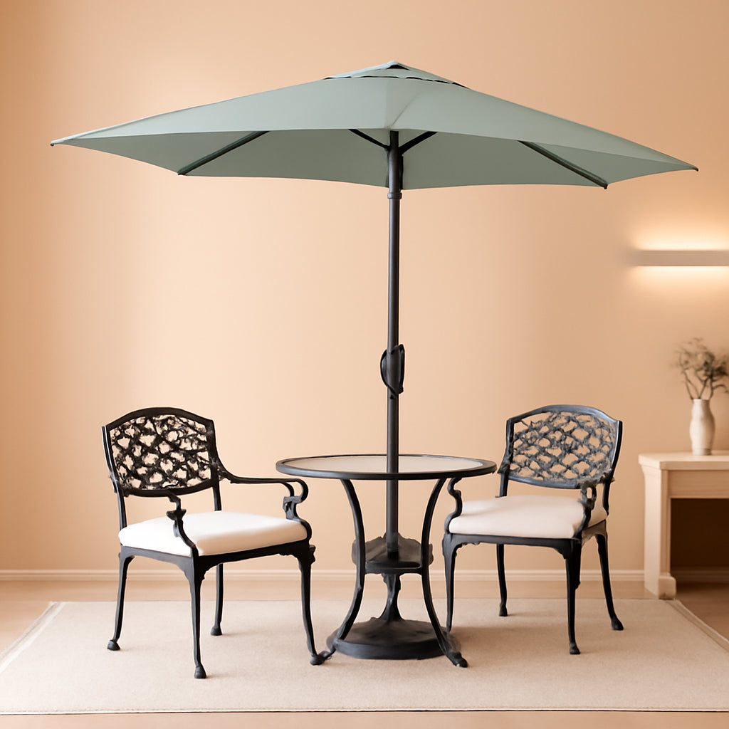 9Ft Half Patio Umbrella With Easy Crank Shade For Decks