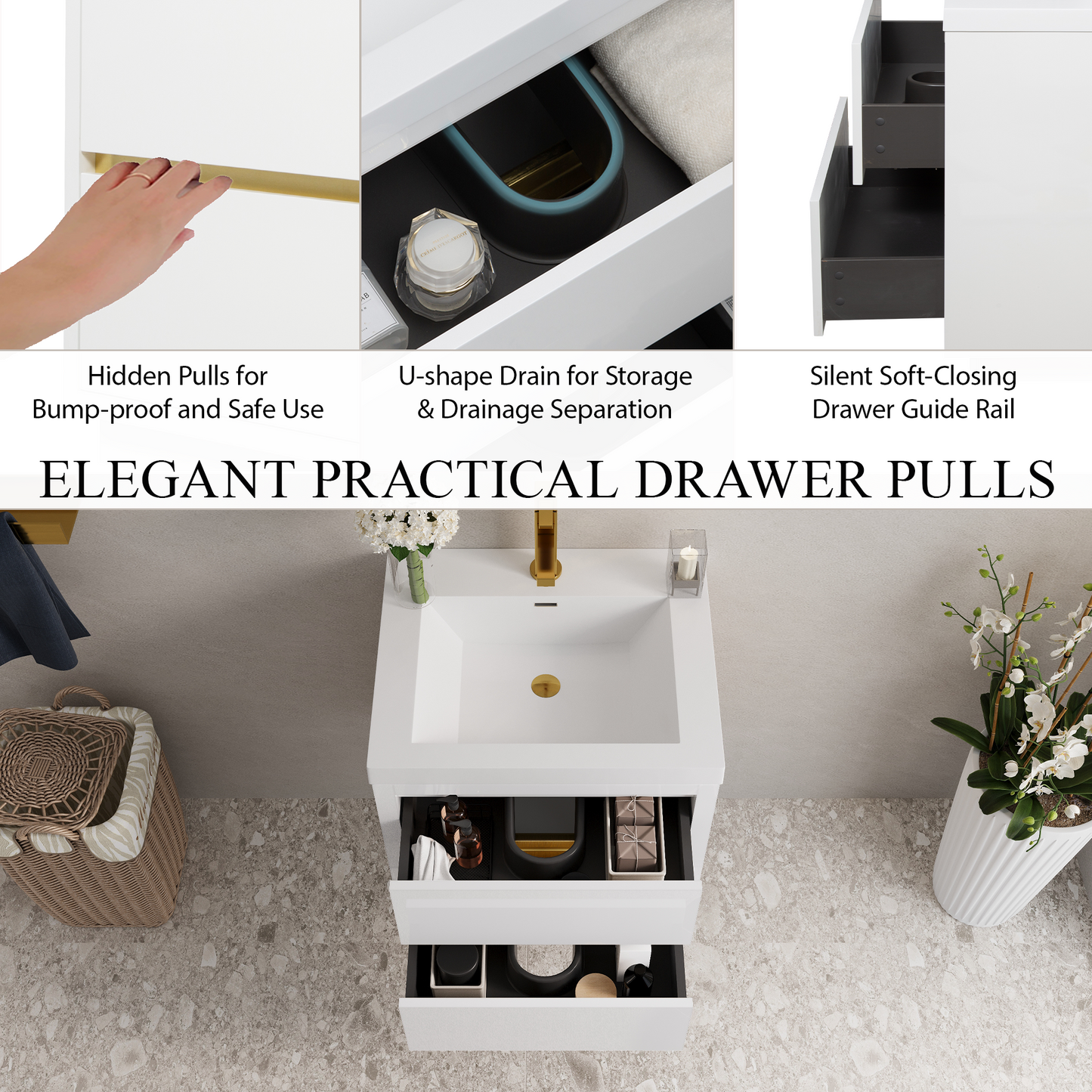 24" Wall-Mounted Bathroom Vanity with Sink