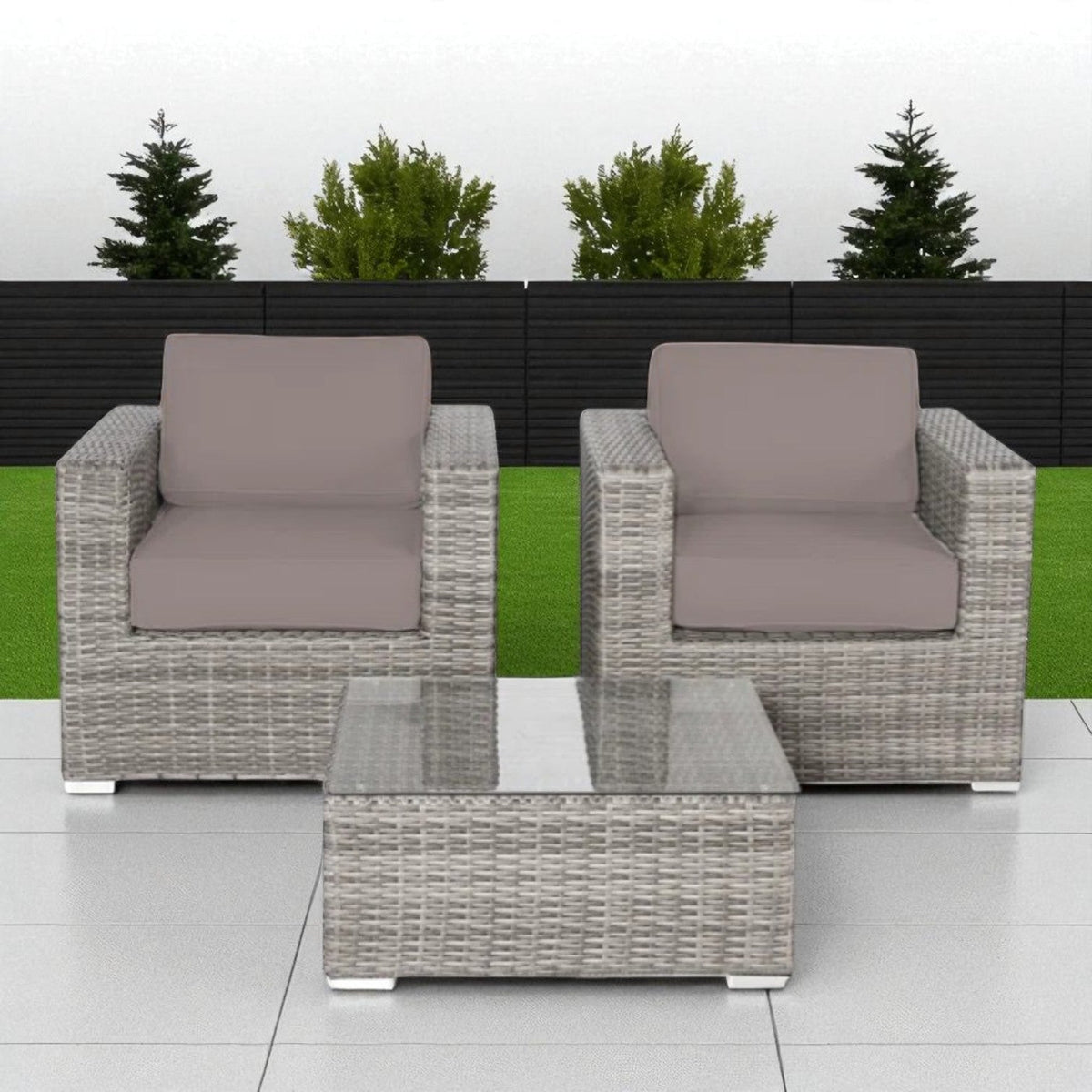 Rattan Wicker Fully Assembled 2-Person Seating Group with Cushions