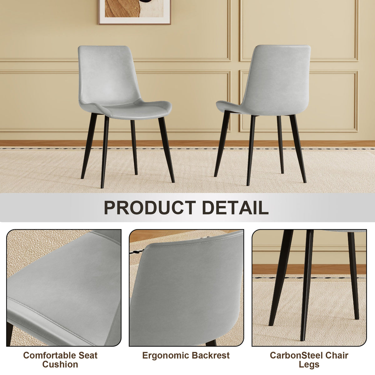 Modern Dining Chair Set of 4 Pieces with Floral Design