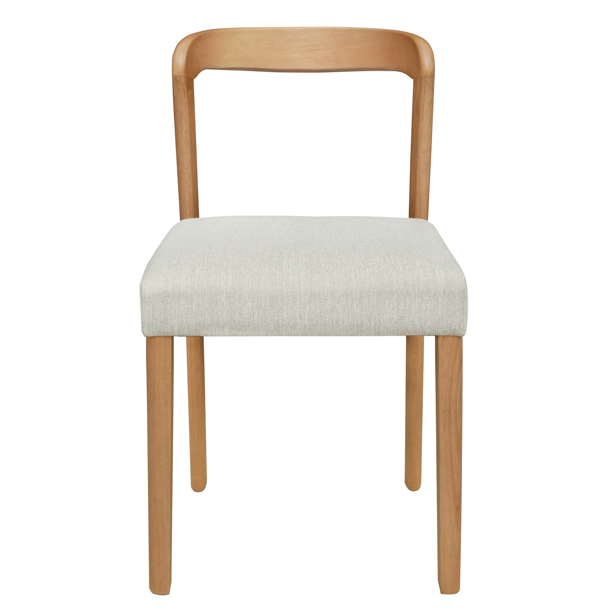 Solid Rubber Wood Dining Chairs (Natural Oak+Beige) - Set of 2