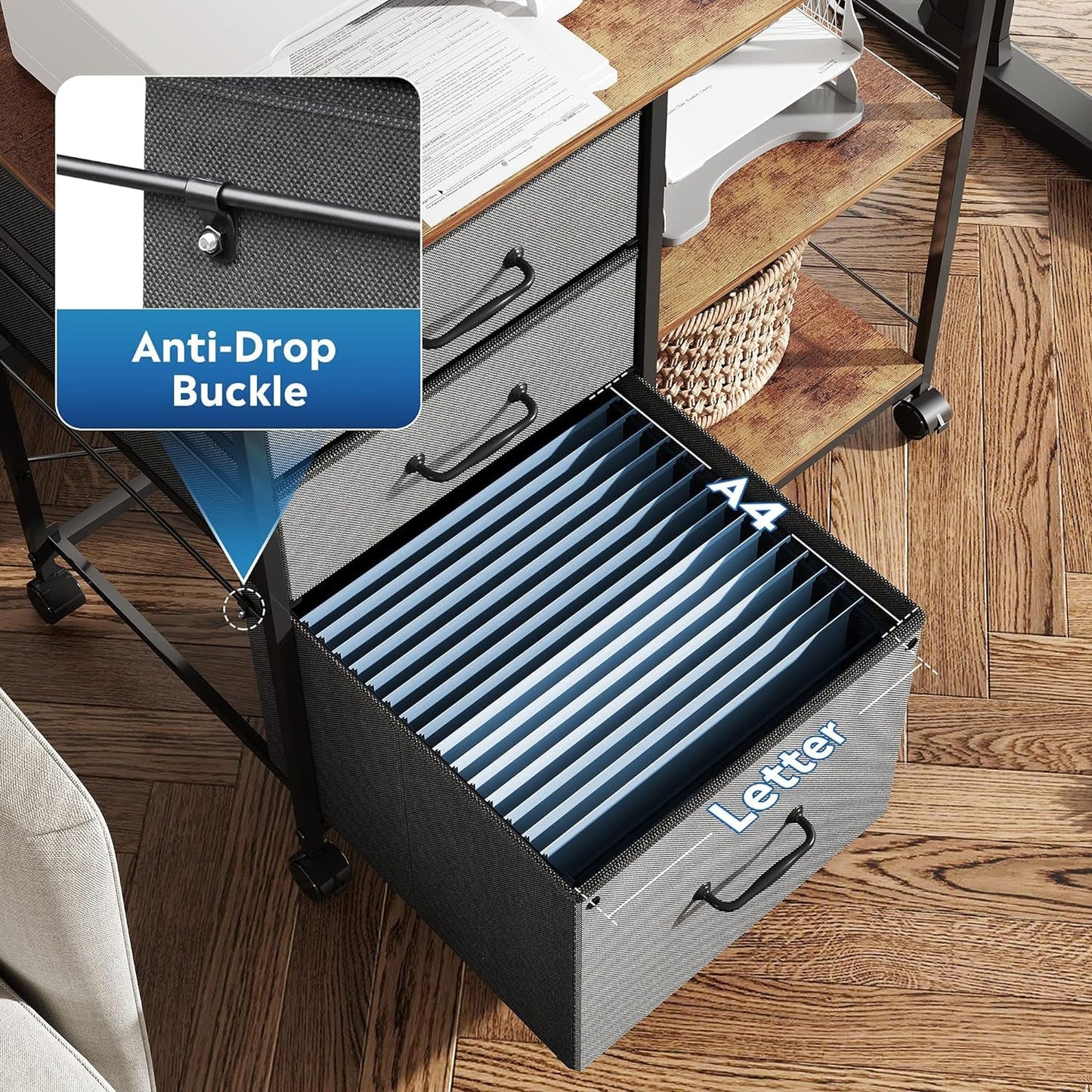 3 Drawer Mobile File Cabinet Rolling Printer Stand With Open Storage Shelf Rustic Brown Fits A4 Or Letter Size