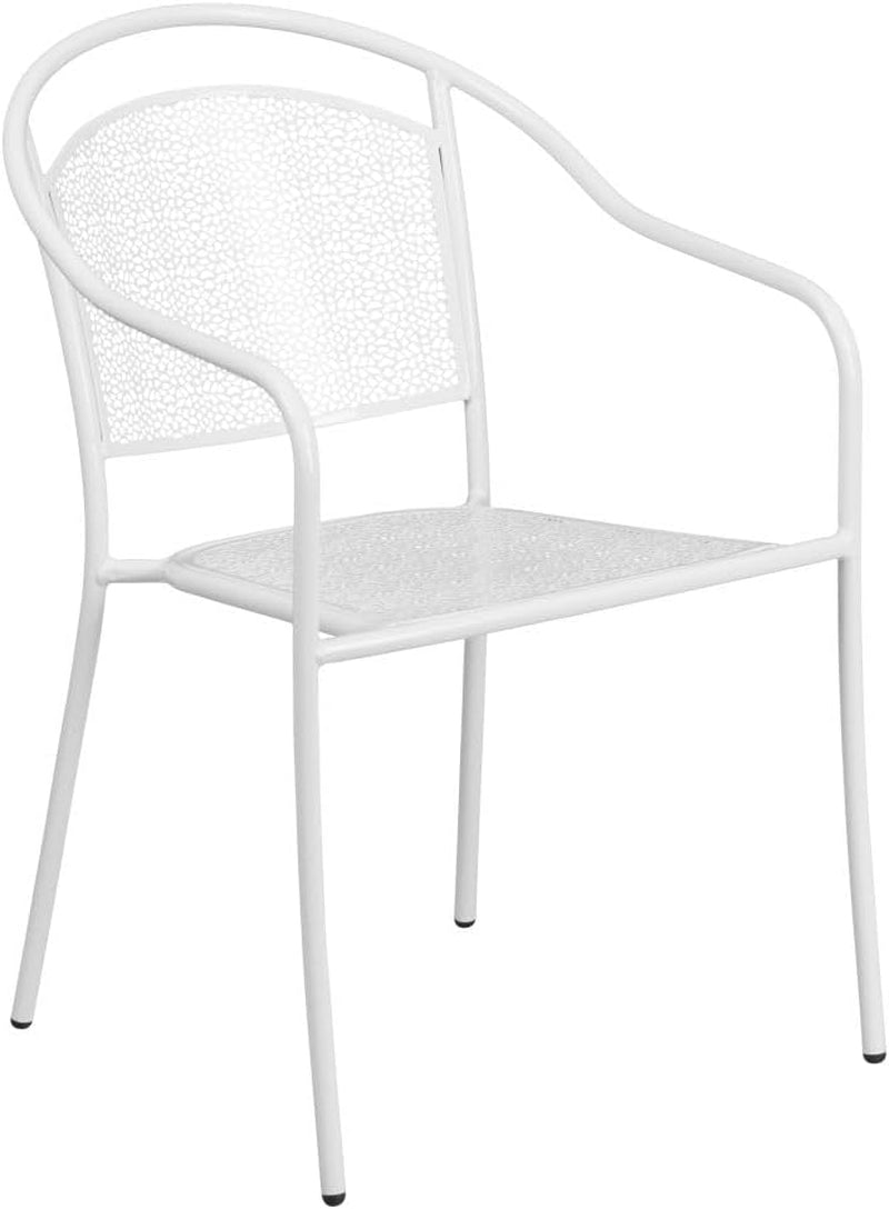 35.5 Square White Outdoor Patio Table Set With 4 Chairs