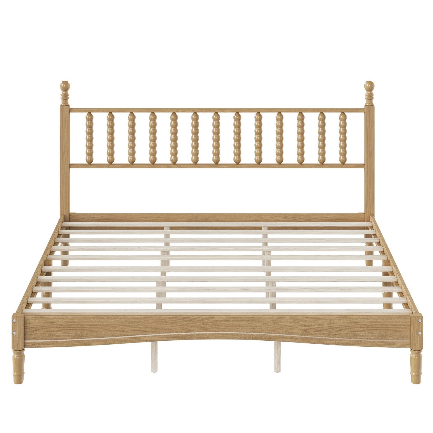 King Size Wood Platform Bed with Gourd Shaped Headboard