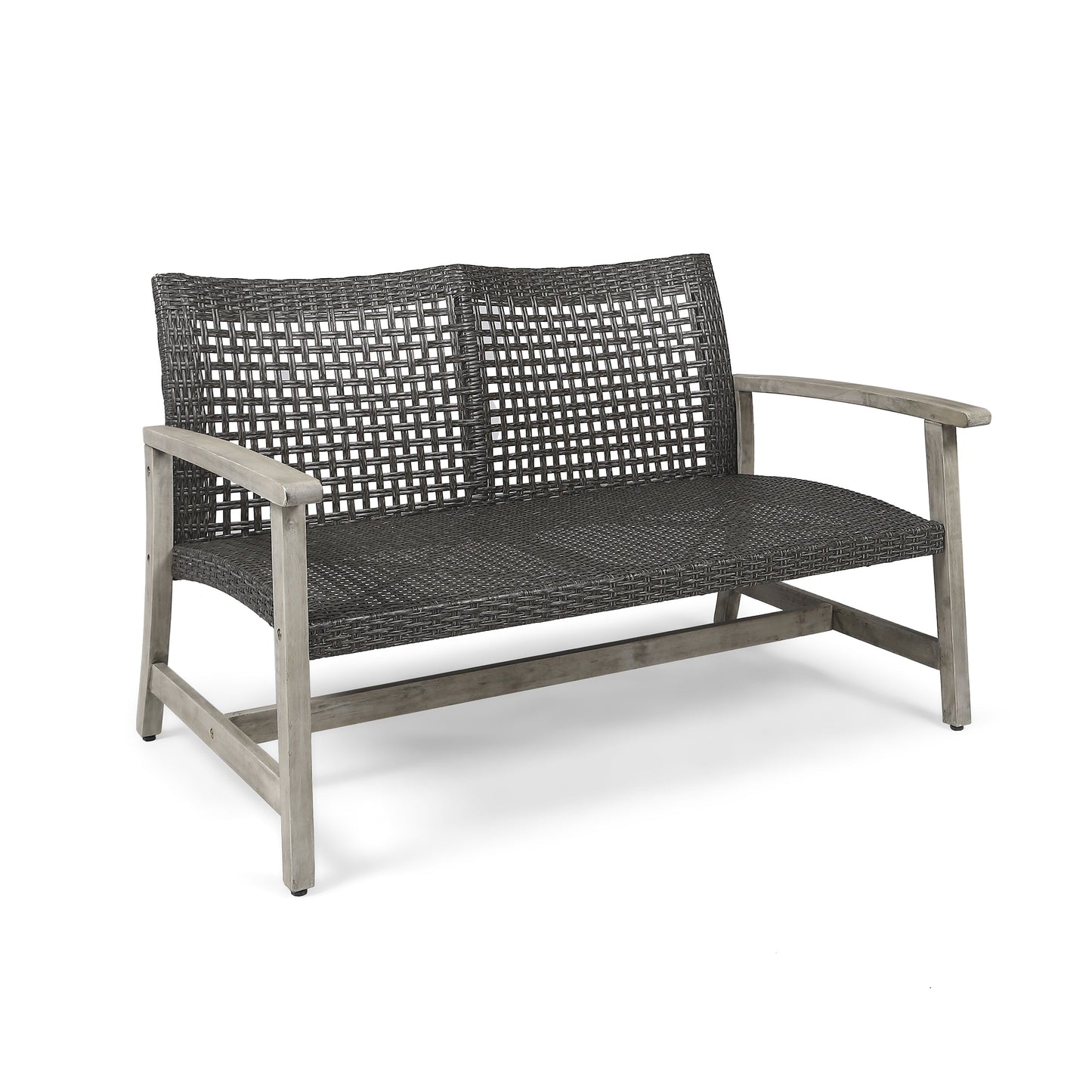 Hampton Outdoor Acacia Wood Wicker Loveseat