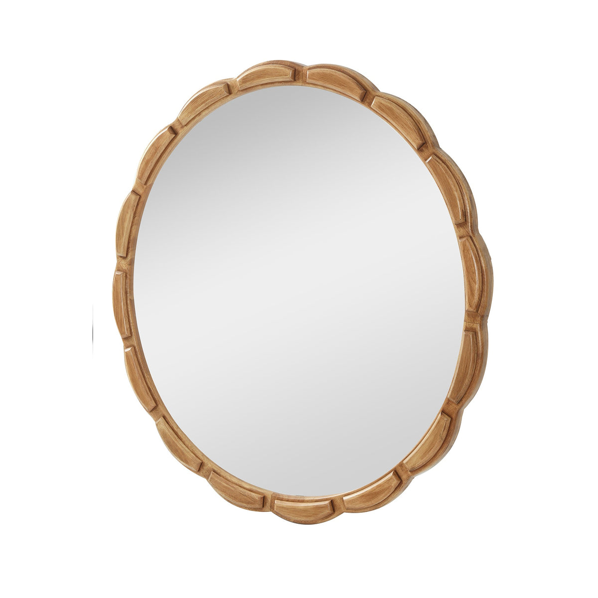 Round Solid Wood Wall Mirror - 31.5" Rustic Farmhouse