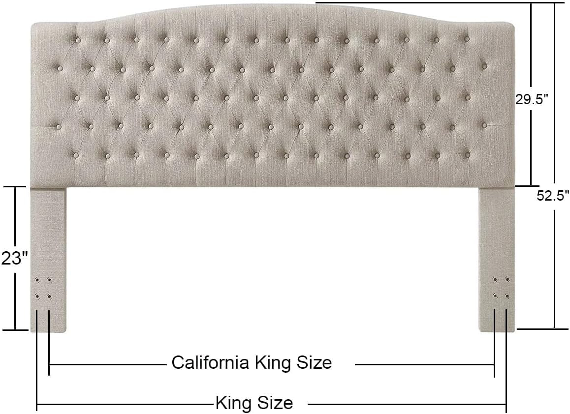 Linen Upholstered Tufted King Headboard for Stylish Comfort