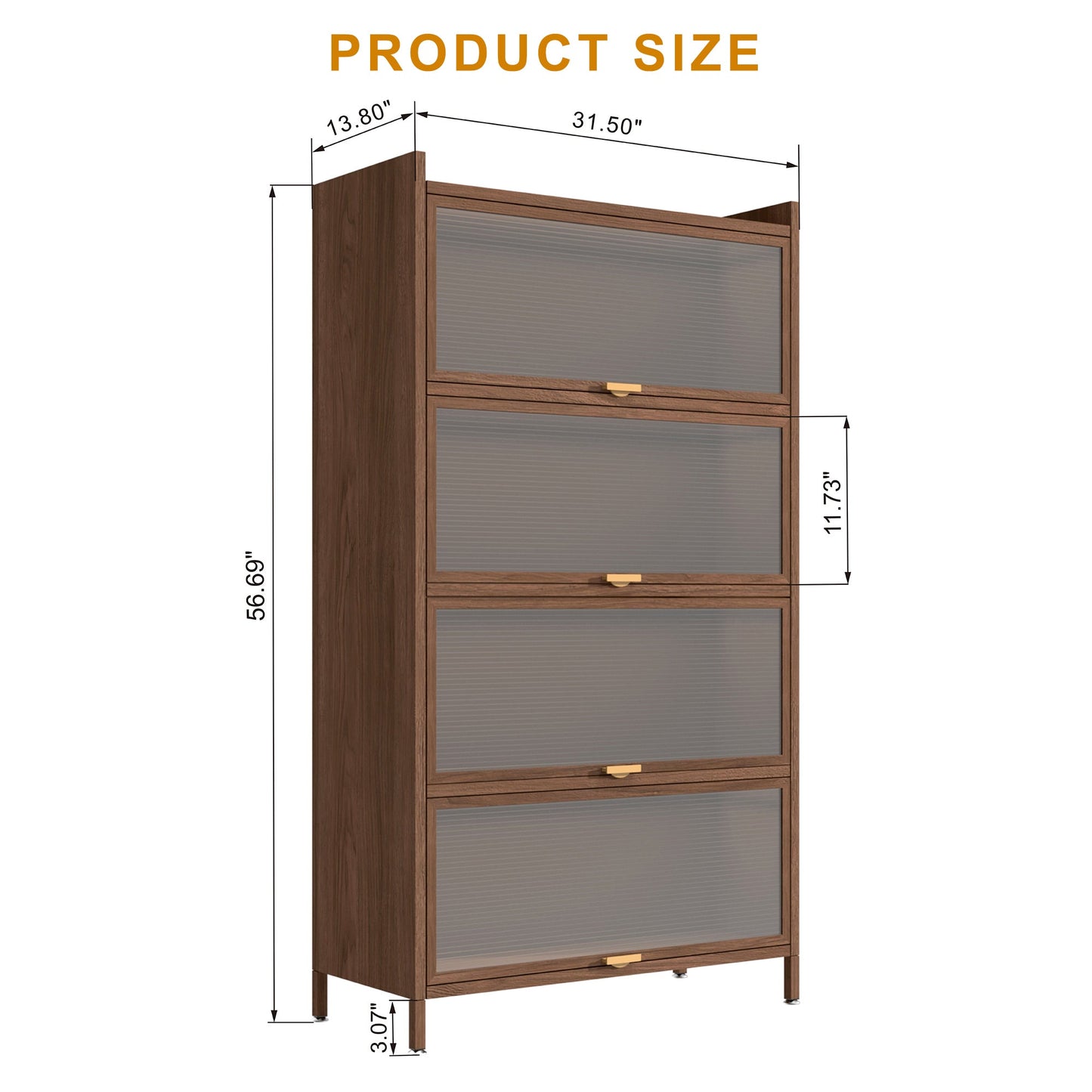 57'' Tall Metal 4 Flip Doors Cabinet