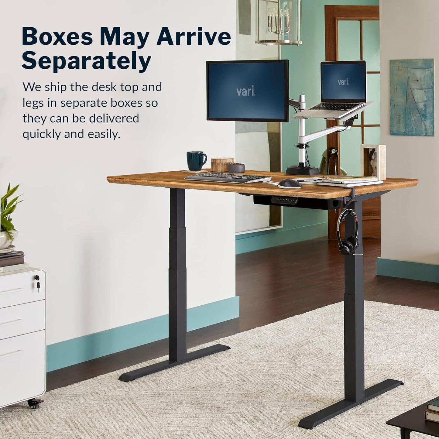 Electric Standing Desk 60 Inch With Butcher Block Top