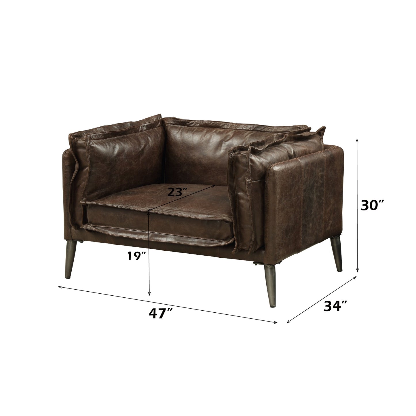 Porchester Distress Chocolate Top Grain Leather Chair