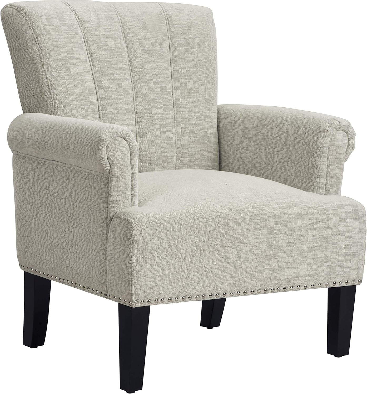 Cream Polyester Tufted Mid Century Upholstered Chair