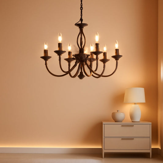 Six Light Farmhouse Candle Chandelier Oil Rubbed Brown Ceiling Light