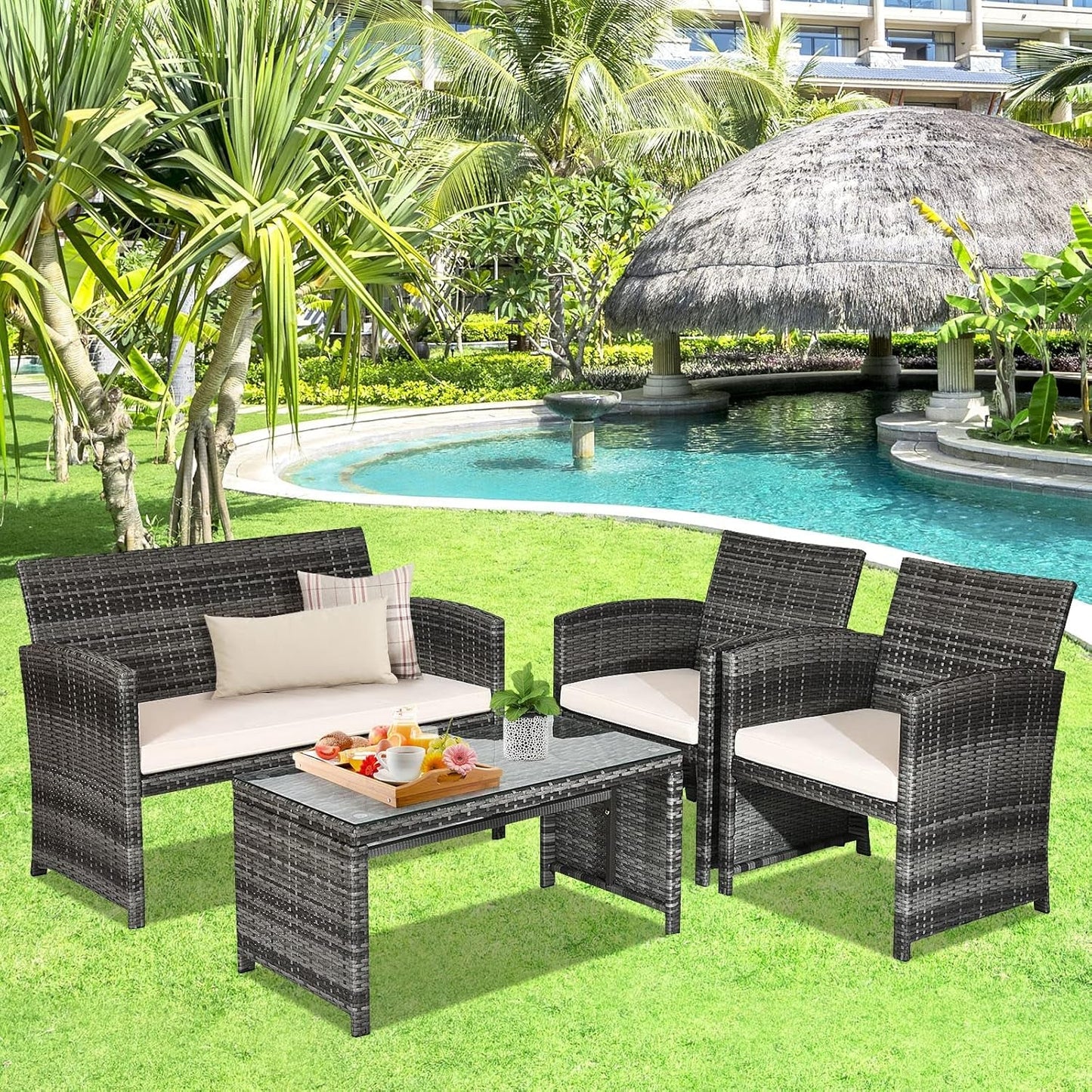 Weather Resistant Rattan Patio Furniture Set for Outdoors