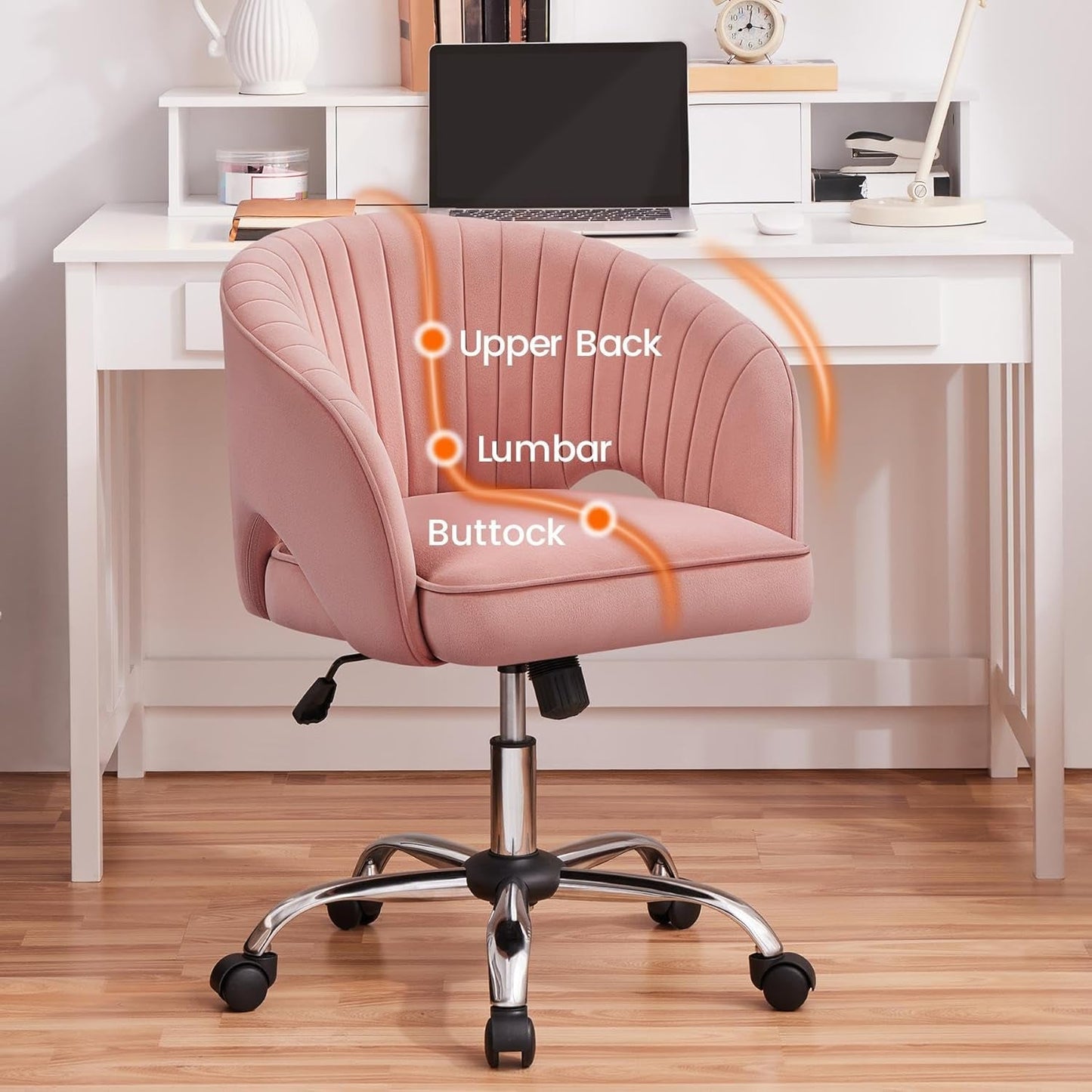 Pink Velvet Desk Chair Backrest Office Chair Modern